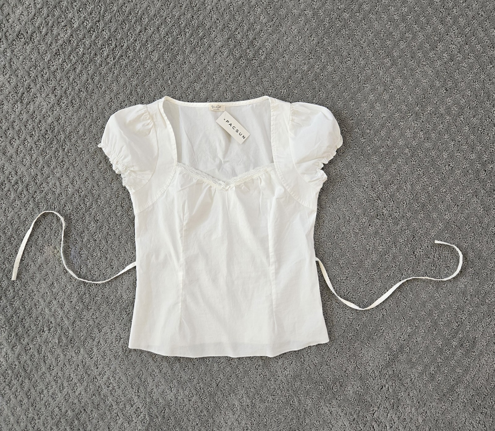 Pac Sun White Womens Top With Draw String In Back. Brand New