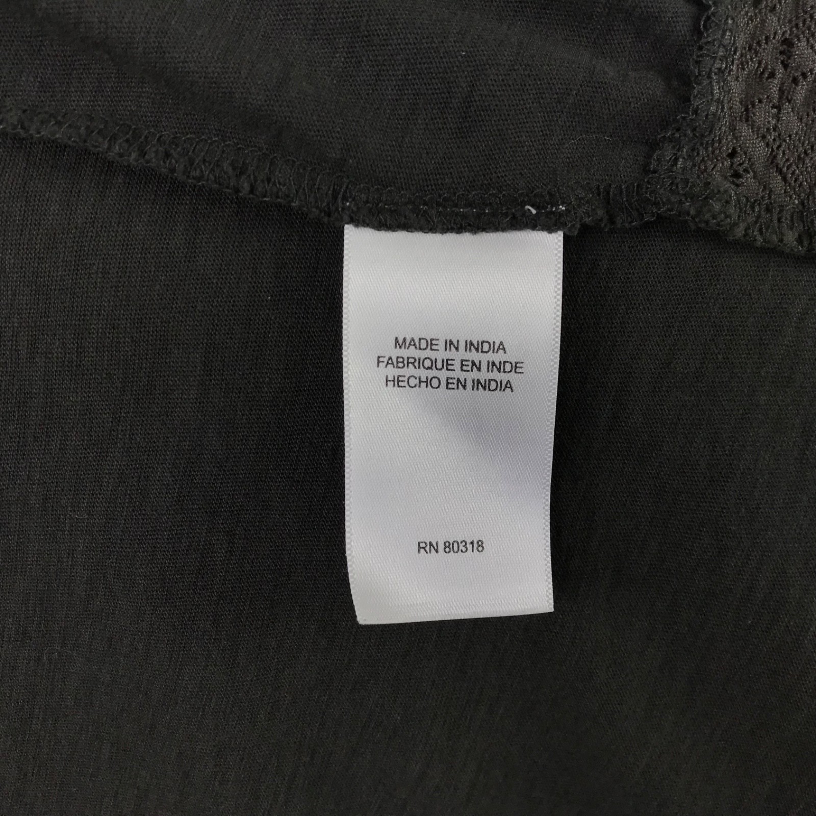 LUCKY BRAND BabyDoll Top Shirt Size L Dark Gray/Black Cotton Bl. Flutter Sleeve