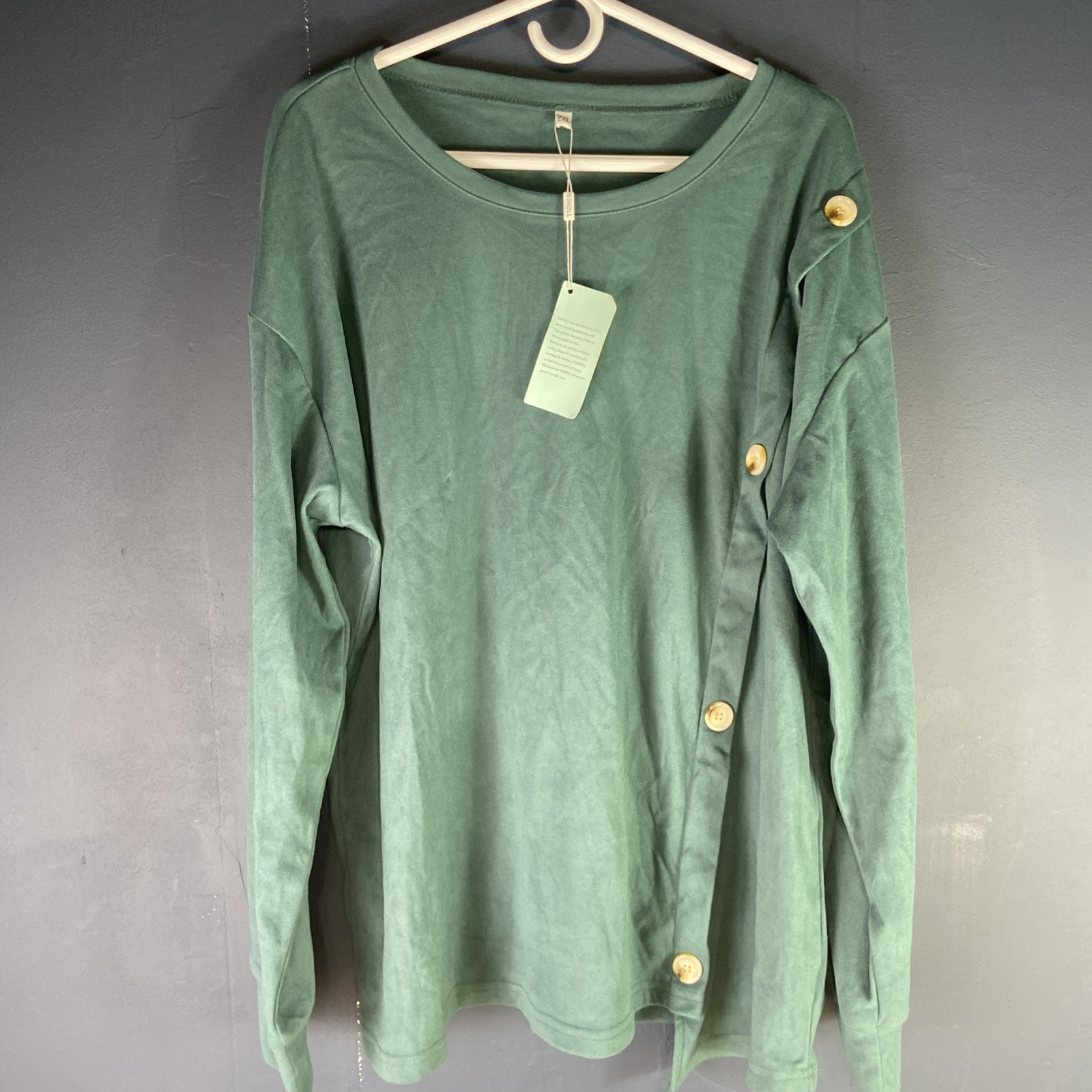 Wiholl Top Women Size 2XL Long Sleeve Green