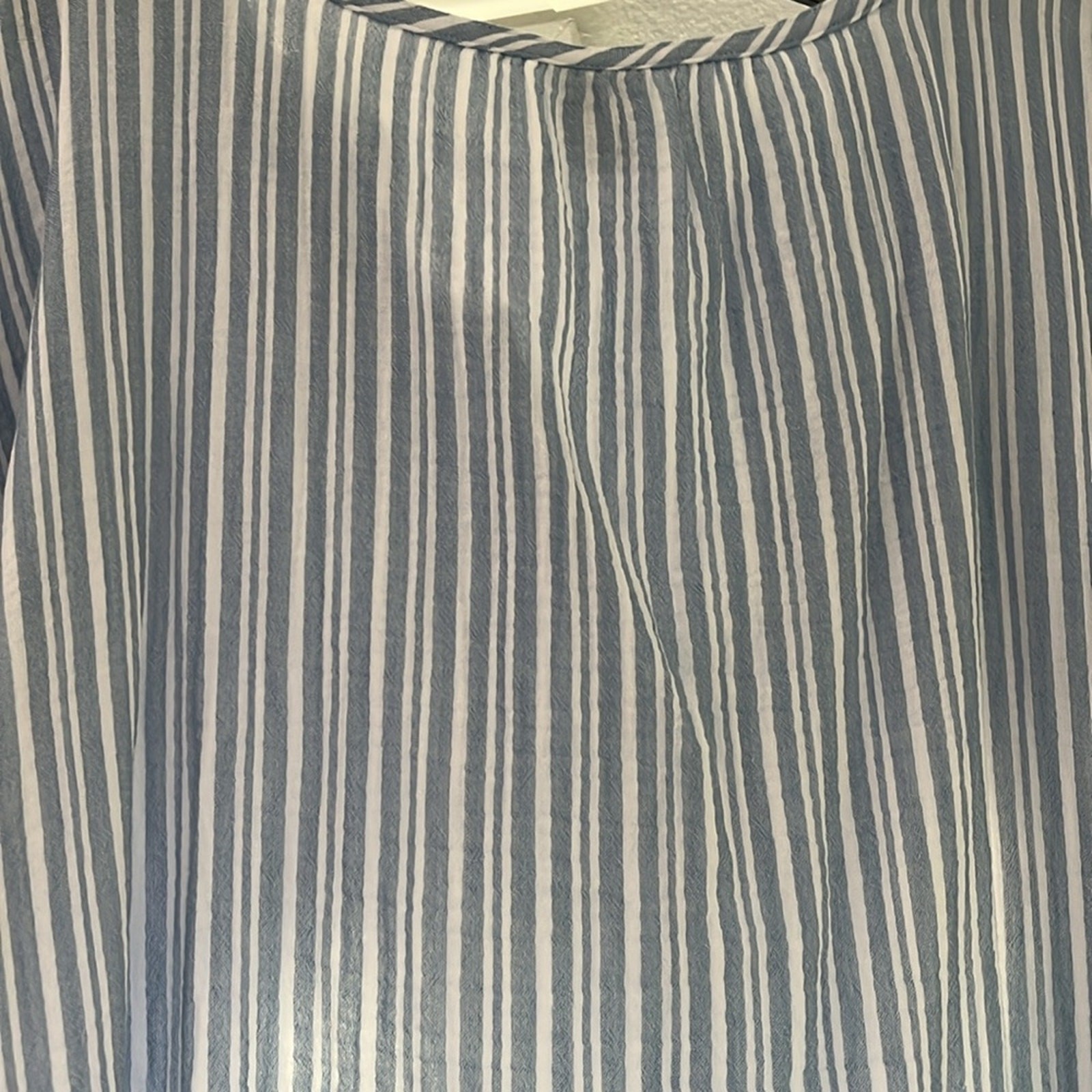 Nottibianche Woven Striped Cap Sleeve Split Round Neck Oversized Top Size 2X