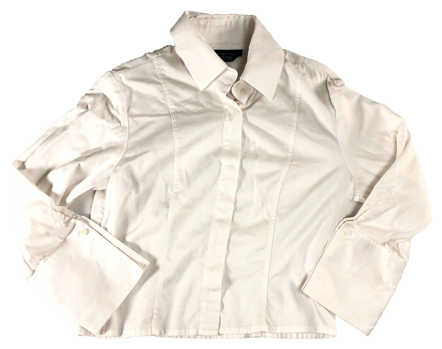 Ron Leal Womens Blouse Sz 10 White Regular Fit Button-Up Long Sleeve