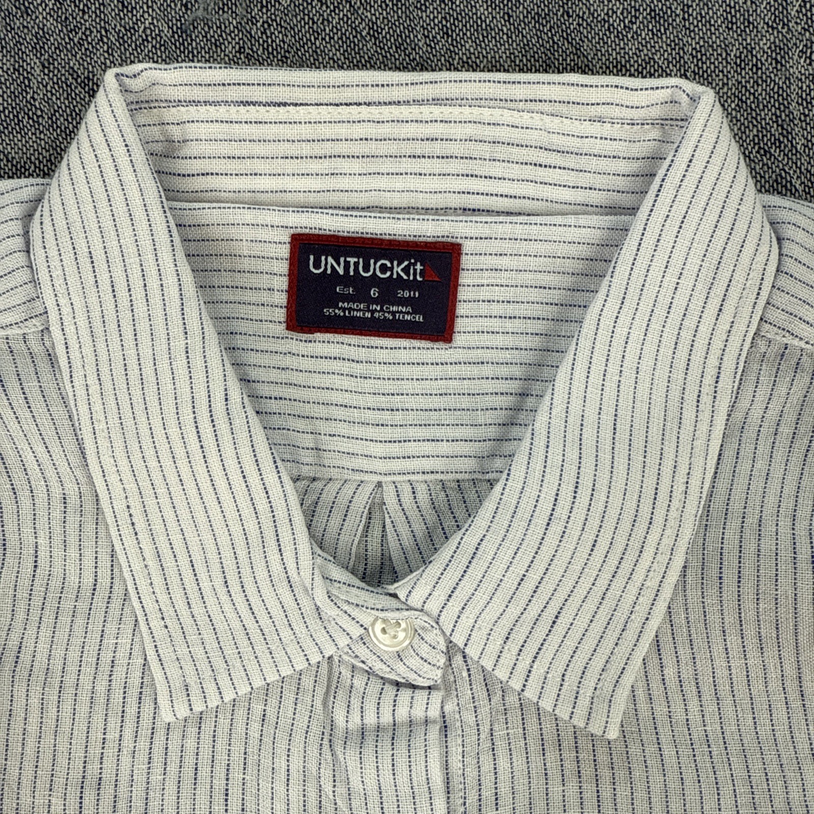 UNTUCKit Womens Long Sleeve Button Up White Striped Shirt Linen Blend PICK SIZE