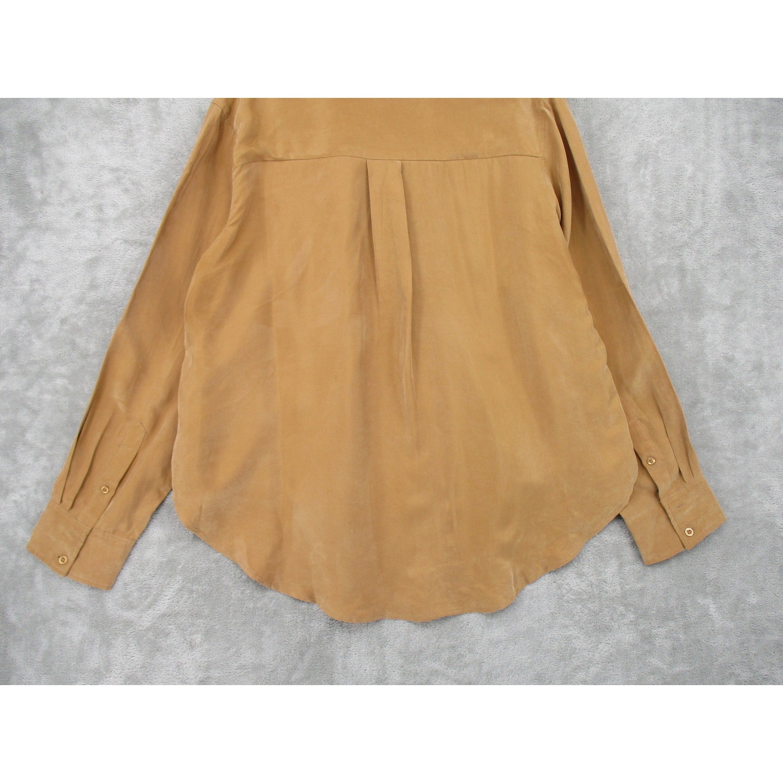 Reset Blouse Womens Large Silk Button Front High Low Office Relaxed Boxy Brown