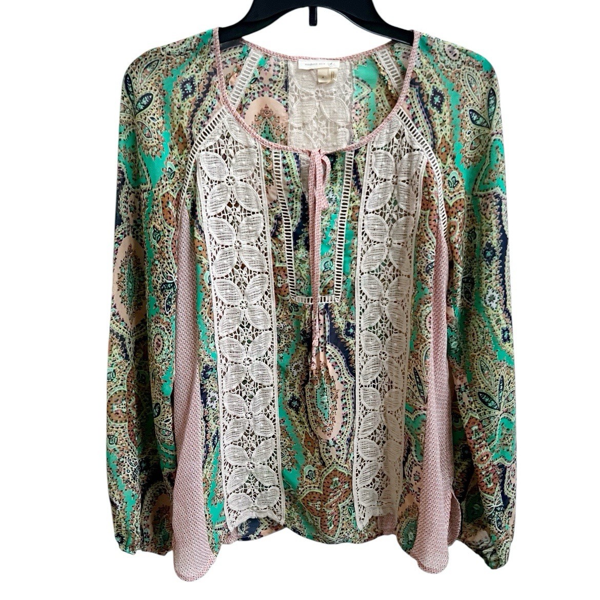 Meadow Rue Anthropologie Crochet Lace Top Peasant Blouse Sz S Cottage Oversized