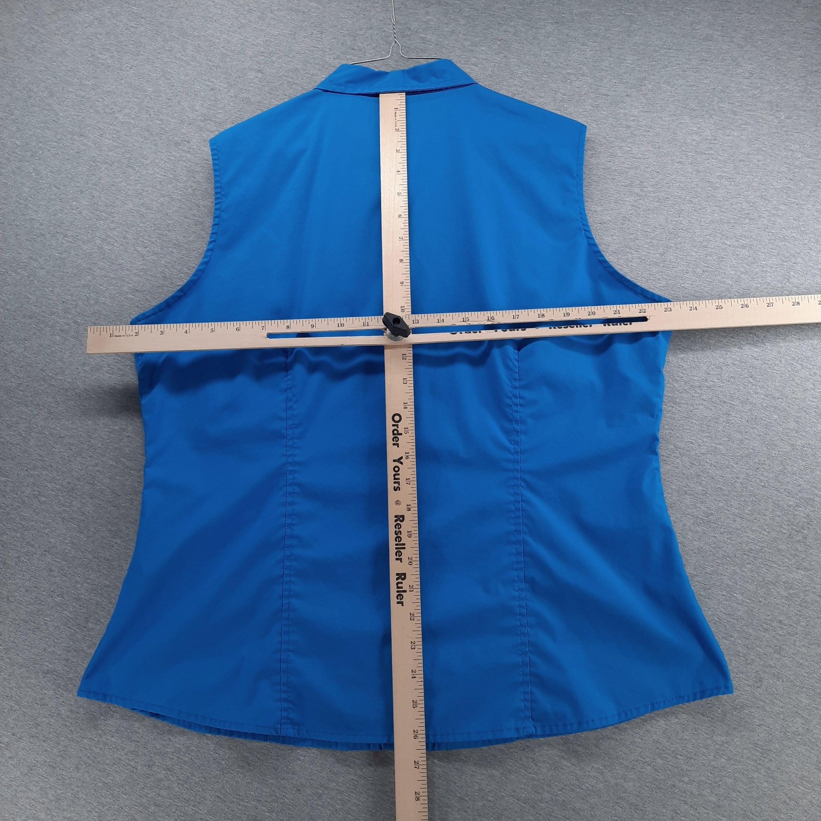 Riders By Lee Shirt Womens XL Blue Solid Sleeveless Button Front Easy Care