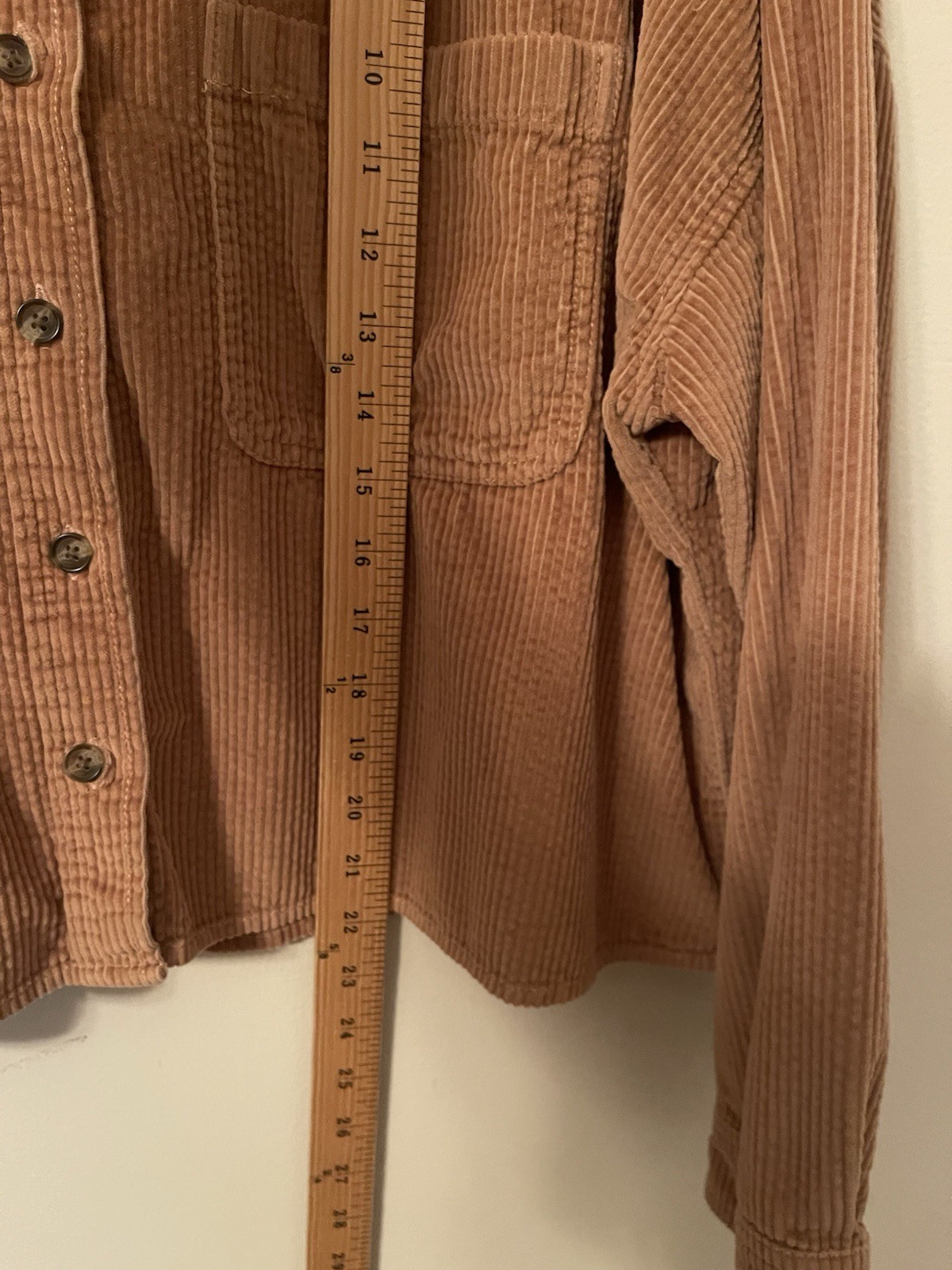 American Eagle Corduroy Cropped Button Up Shirt Jacket Shacket Brown TanLarge L