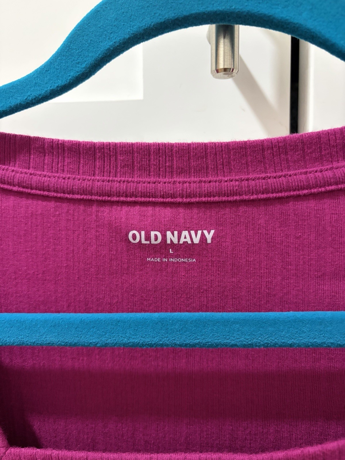 Old Navy Women’s Fuschia Ribbed Knit Square Neck Long Sleeve Top Size L