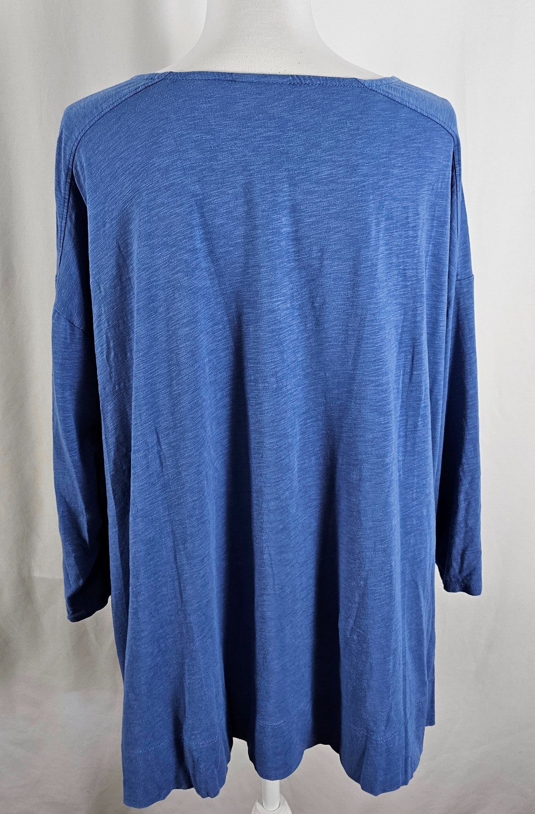 J Jill Womens Pullover Top Solid Blue Long Sleeves Cotton Rayon Spandex 3X