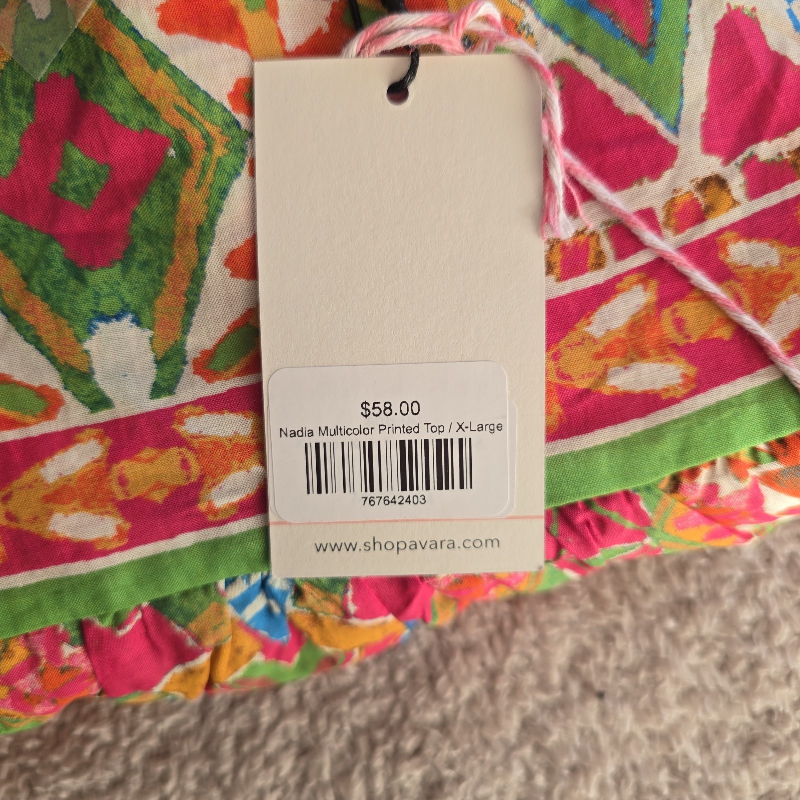 Avara Nadia Multicolor Printed Top Boho-chic Size XL NWT Keyhole Back