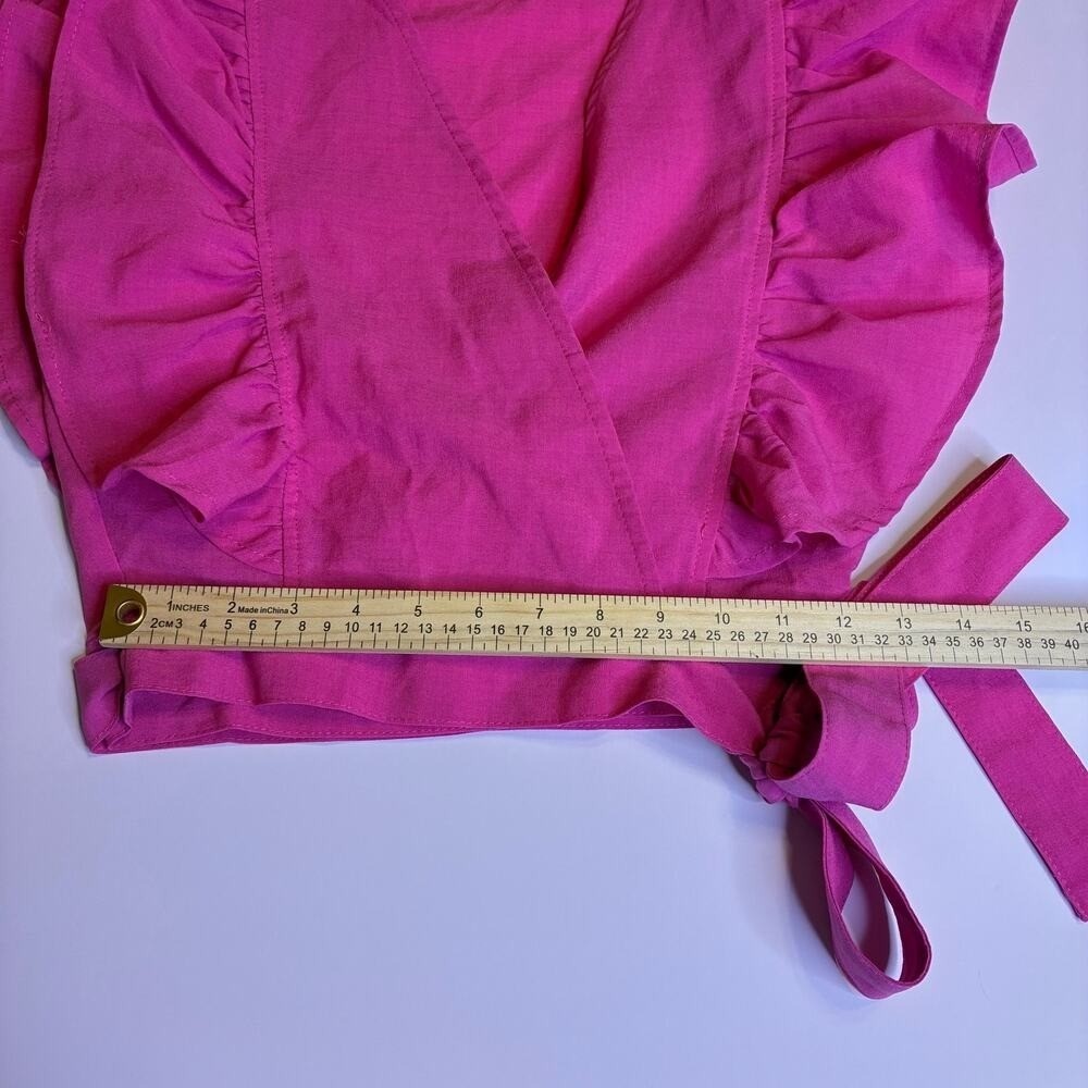 Glam Rocker Hot Bright Pink Wrap Crop Ruffle Top Tie US M Coquette Party Summer
