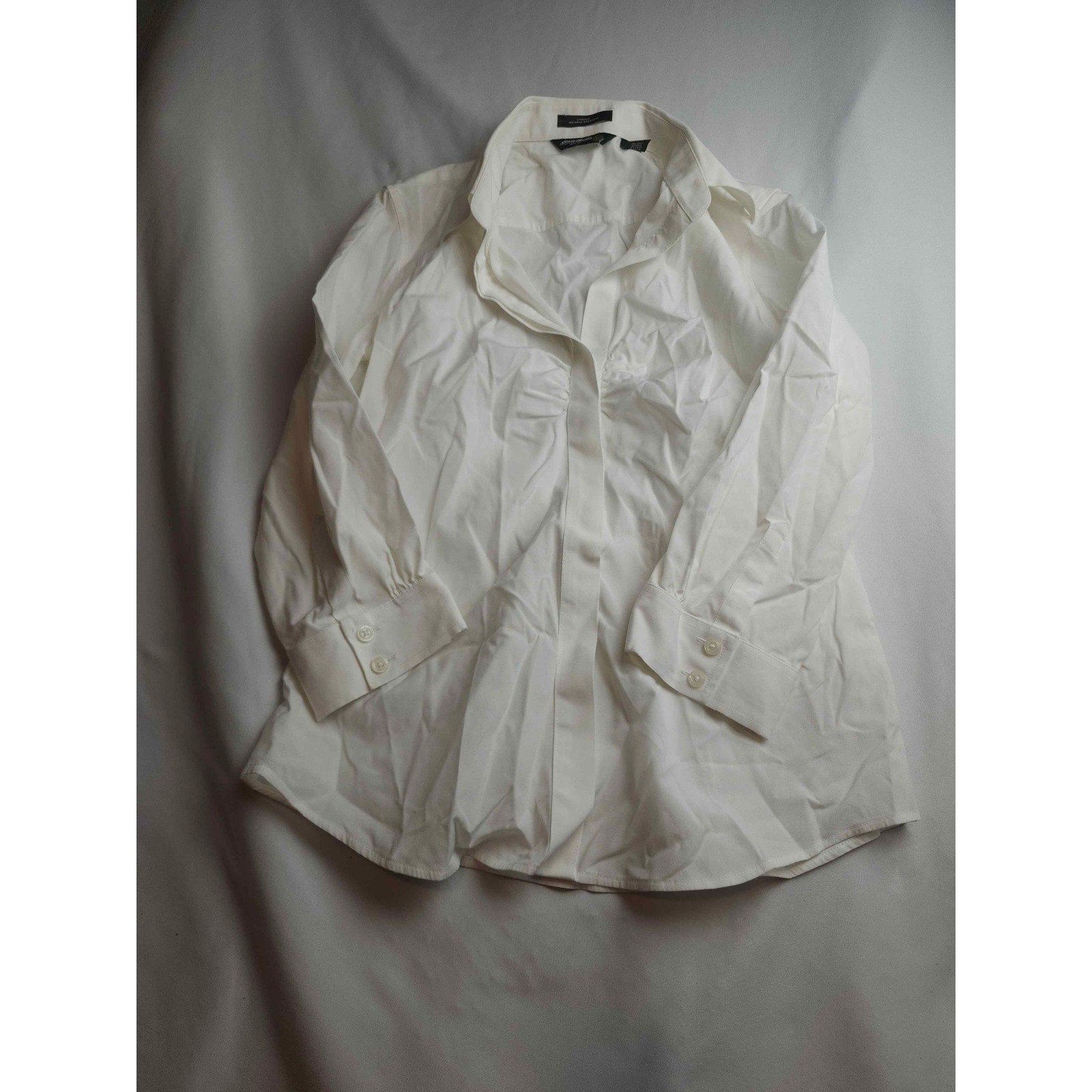 Eddie Bauer Womens White Stretch Wrinkle Resistant Button Down Shirt Small