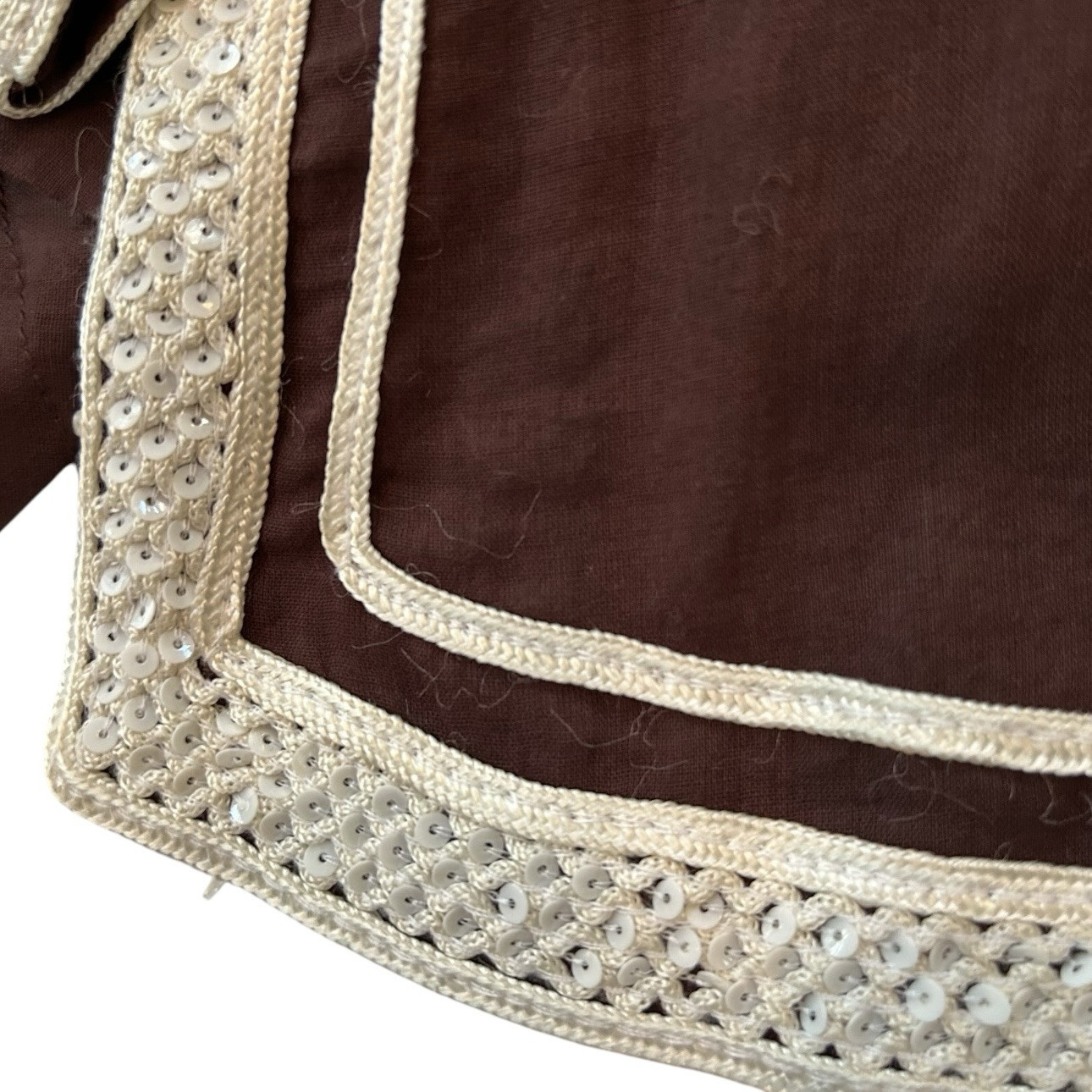TAJ By Sabrina Crippa Tunic Top Cover Up X-Large Embroidered Brown Sequins $399