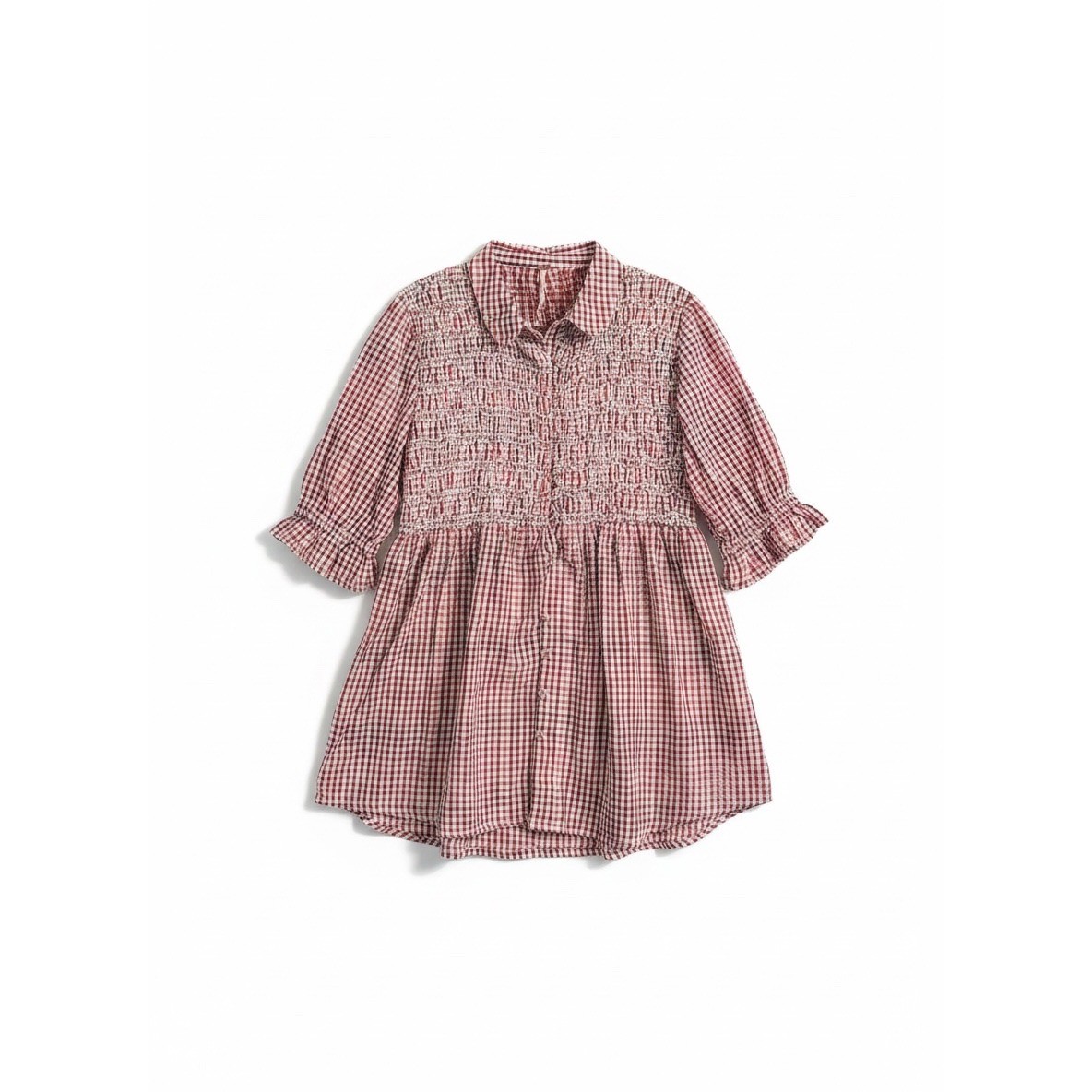 Free People Charlotte Gingham Tunic Women XS Red White NEW Smocked Boho
