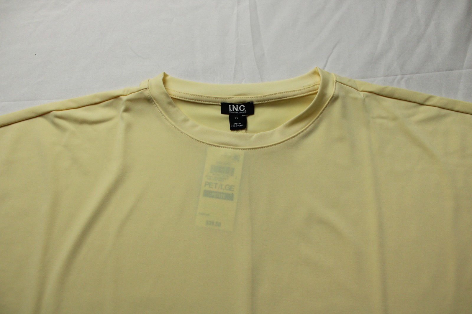 I.N.C International Concepts Women’s Petite Short Sleeve Tee AC2 Yellow Large