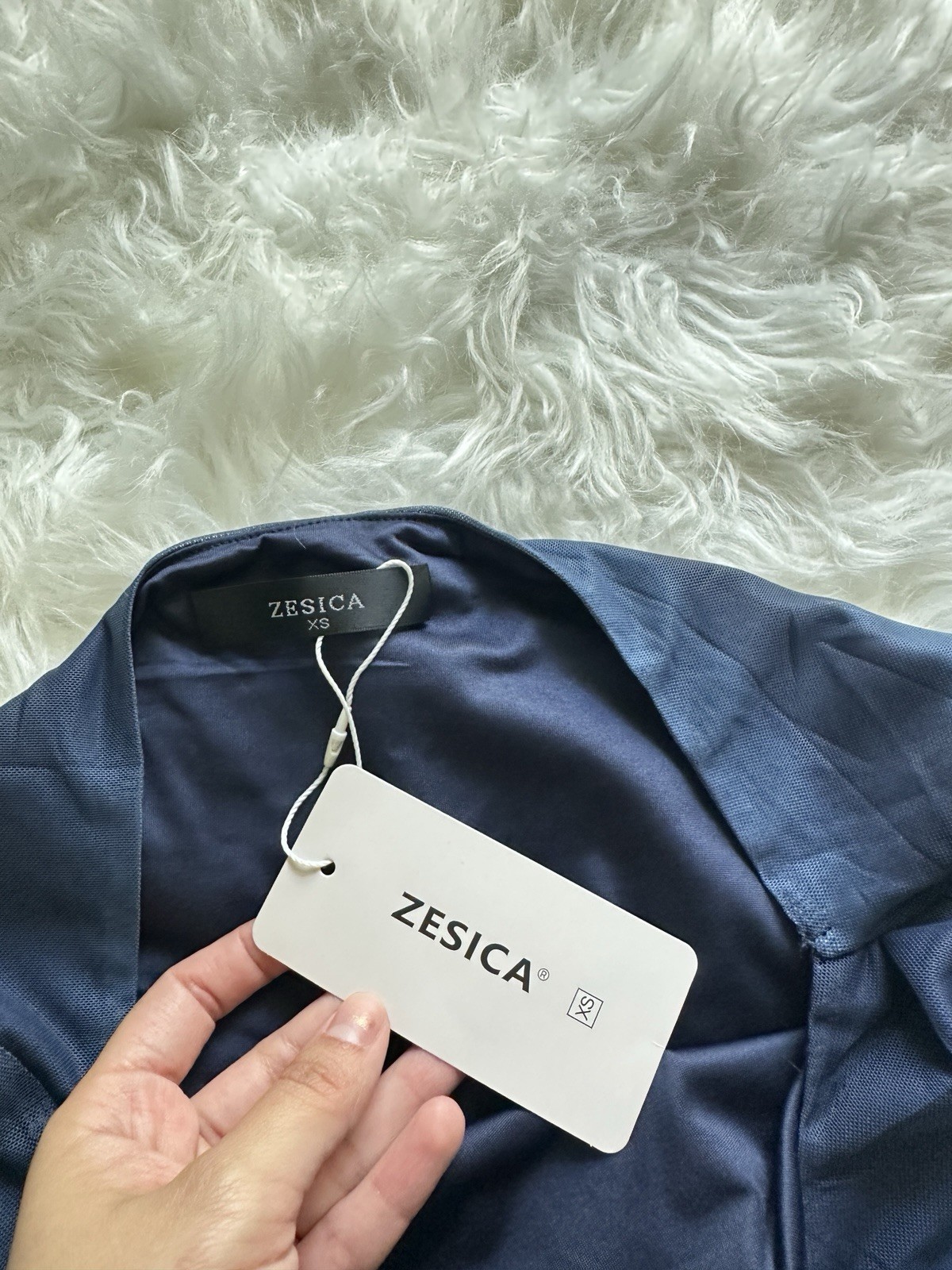 Zesica blue gradient mesh off the shoulder long sleeve top