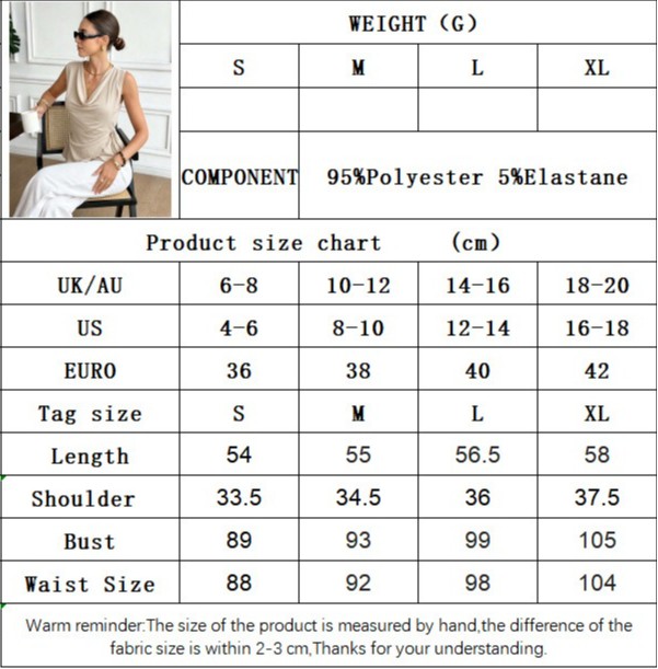 Women Khaki Sleeveless Cowl Neck Ruched Tank Top Casual Shirt S M L XL