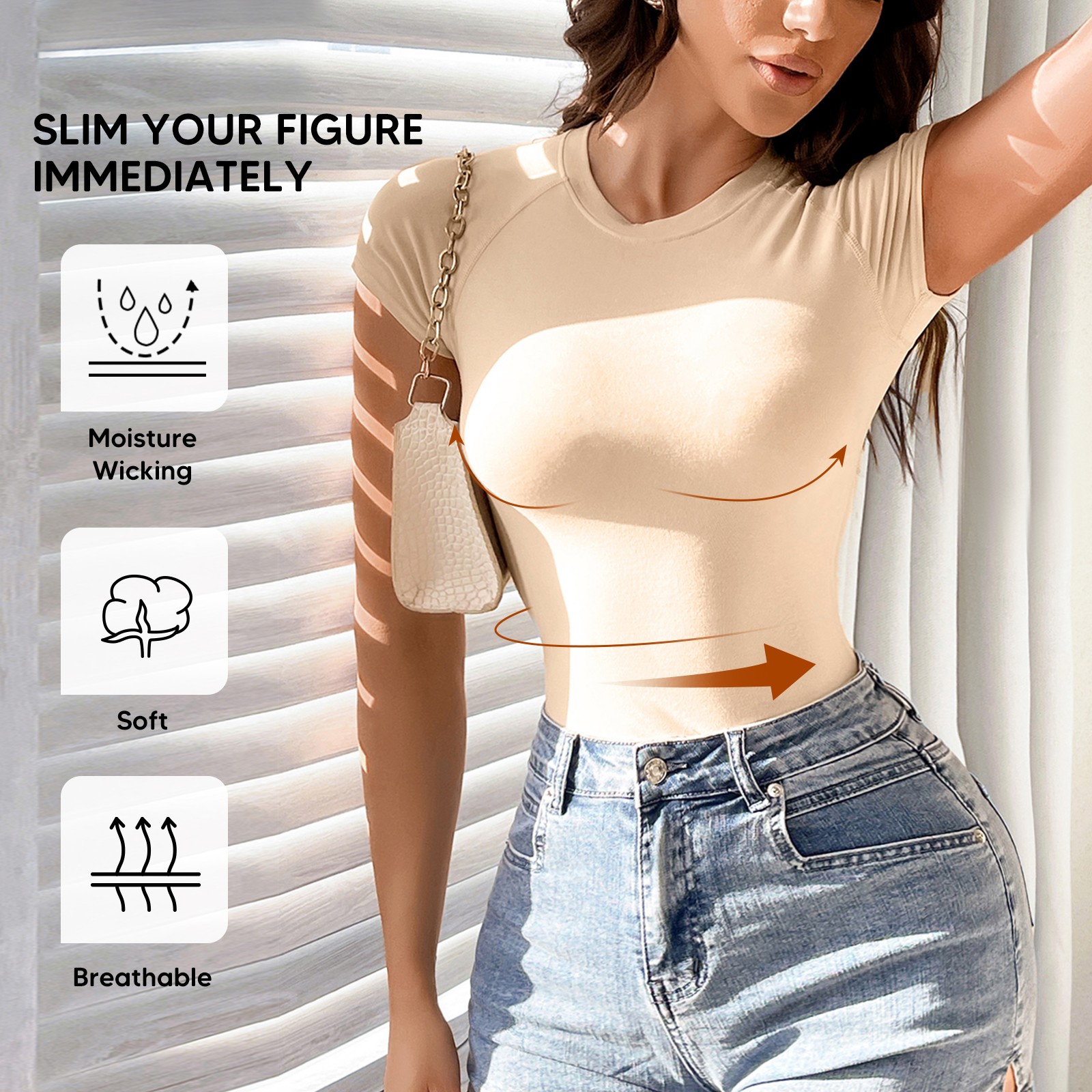 Women Compression Tops Tummy Control short Sleeve Tops Seamless Body Shaper
