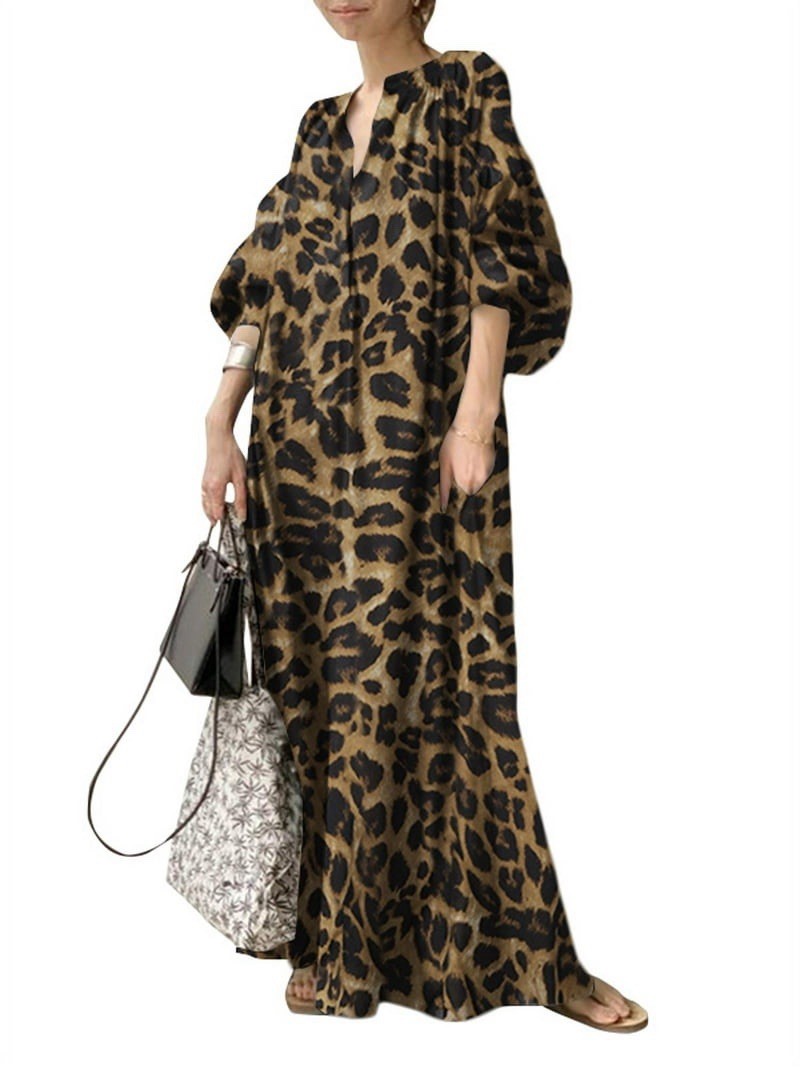 Zanzea Collection Womens Leopard Print Mumu. 2XL New