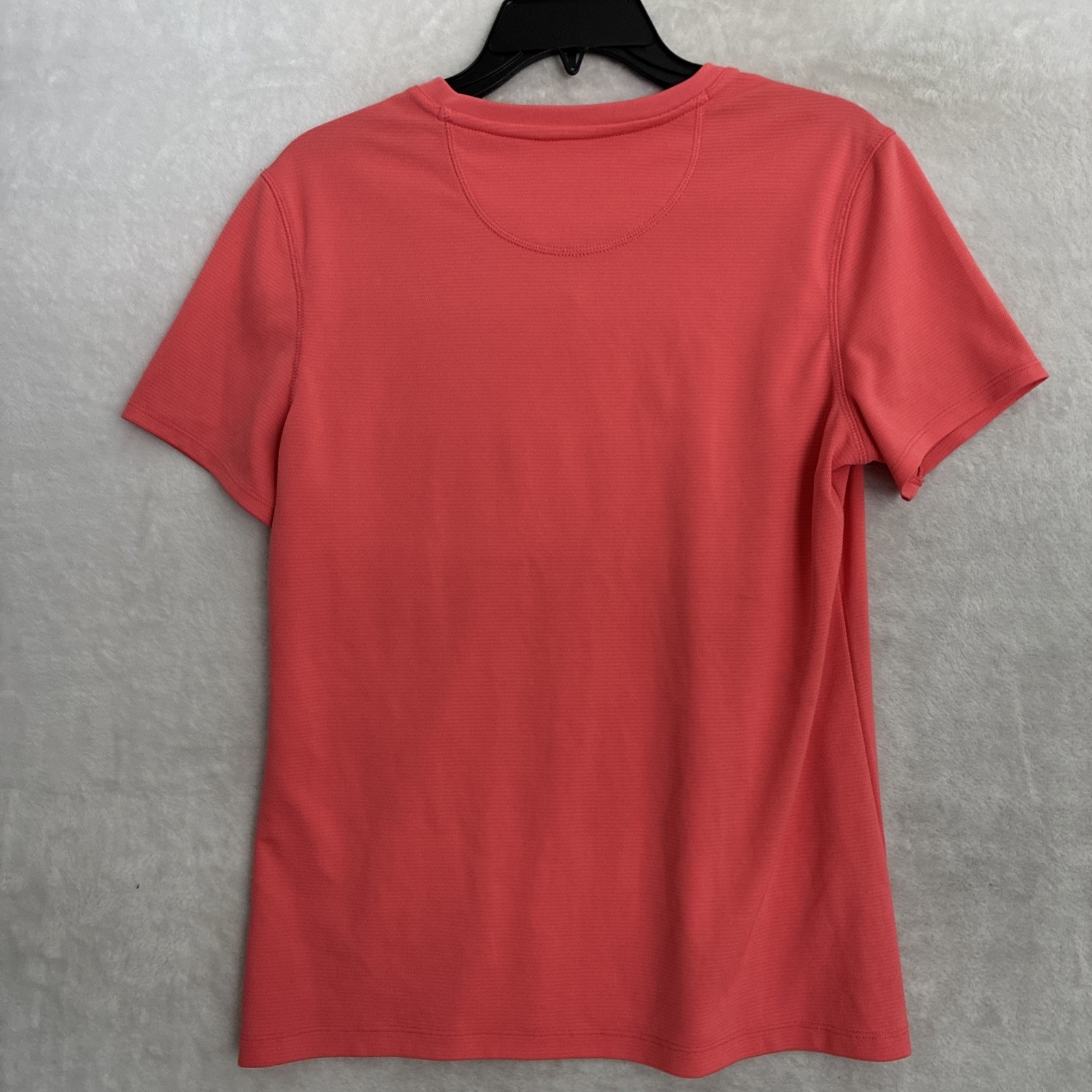 Reel Legends Womans Blouse Top Orange Solid Medium Polyester Short Sleeve V Neck