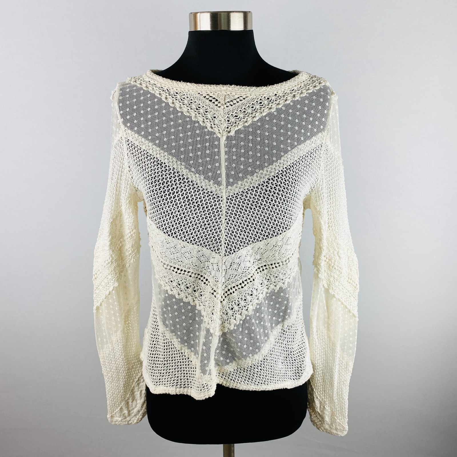 Sundance Womens Lace For Days Crochet Top In Ivory Bohemian Gypsy Peasant XS
