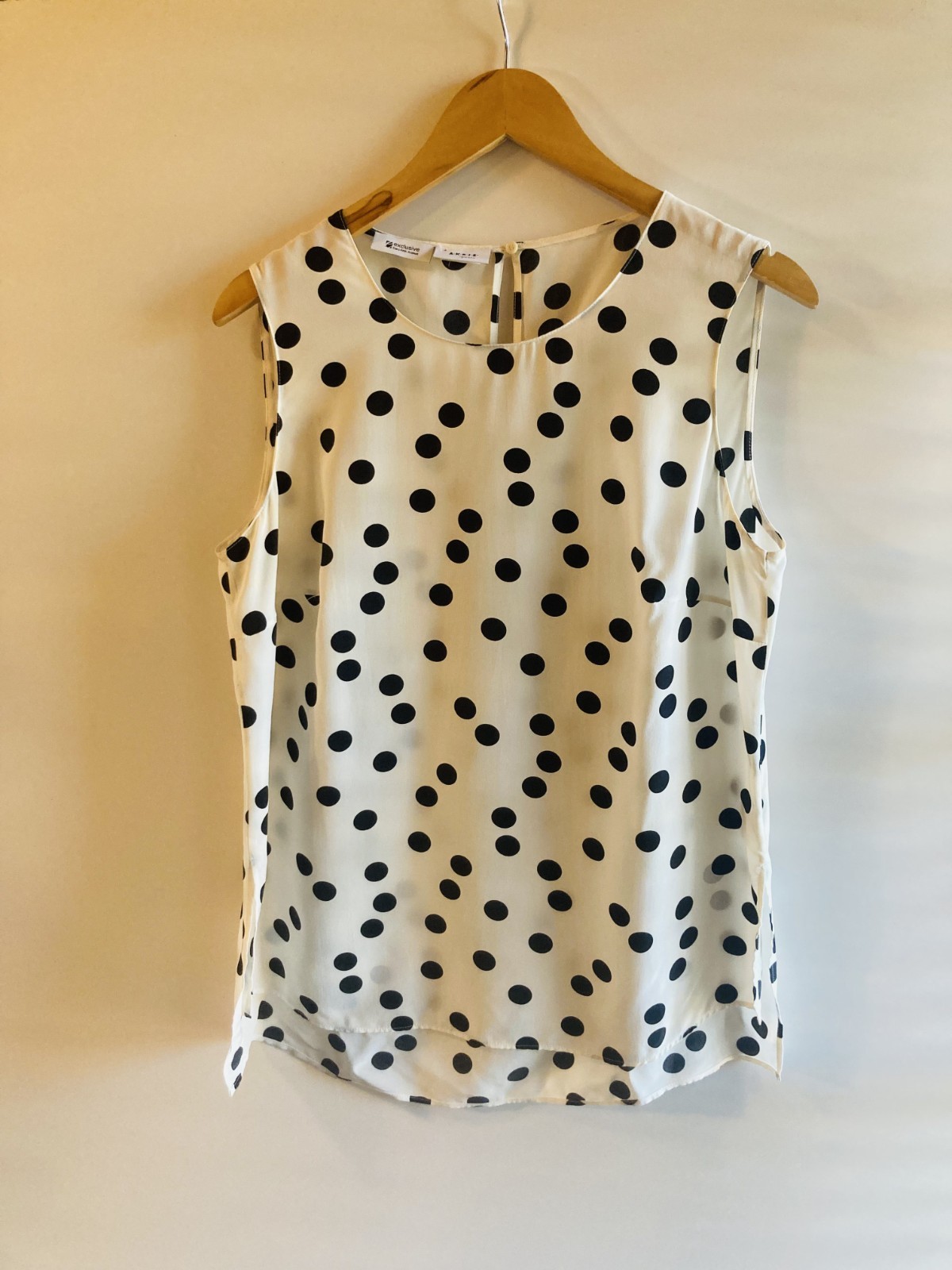 AKRIS Punto 100% Mulberry Silk Tank Top Sleeveless Shell Top Polka Dot 12 L