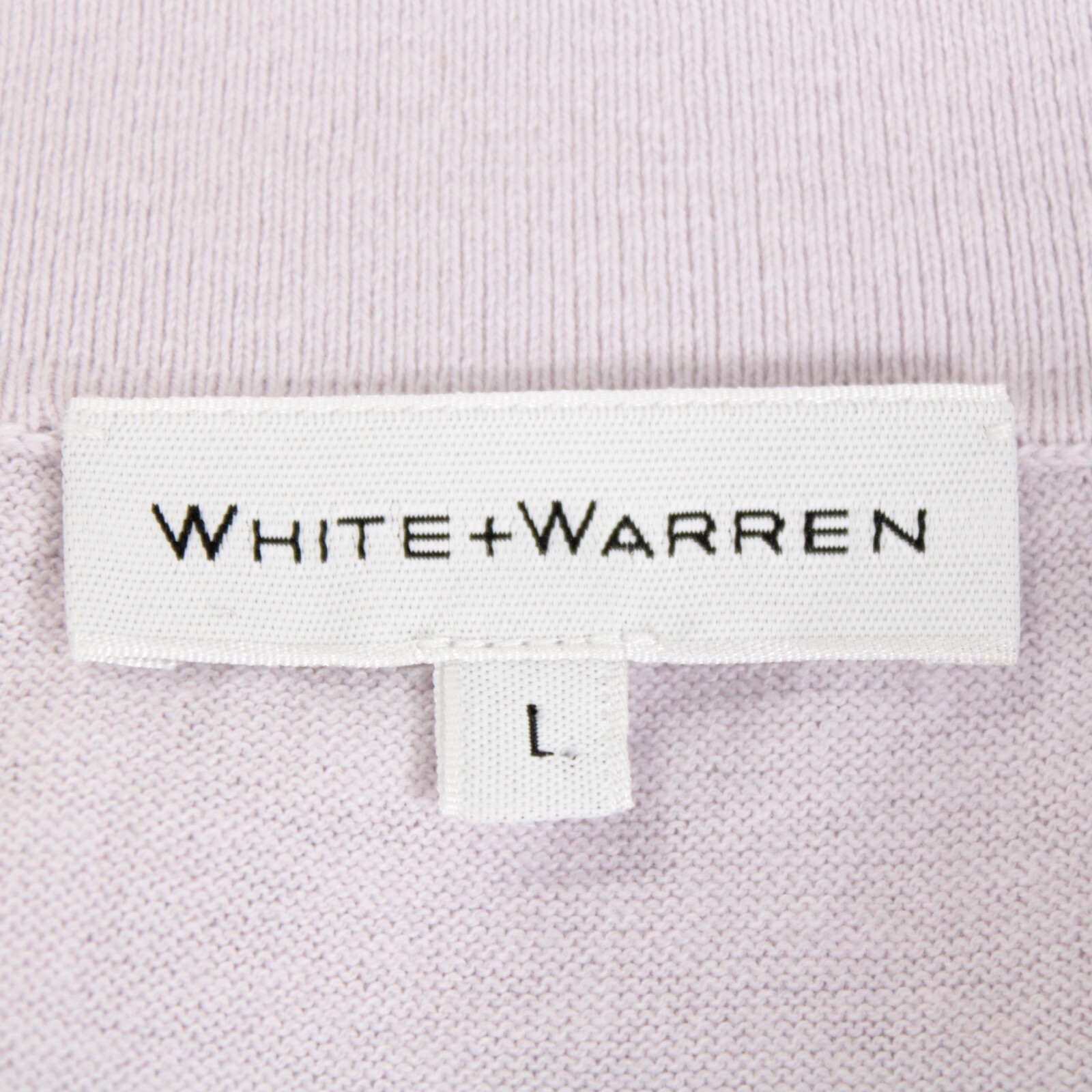 White + Warren NWT V-Neck Polo Top Size Large Pale Lilac Cotton/Cashmere Blend