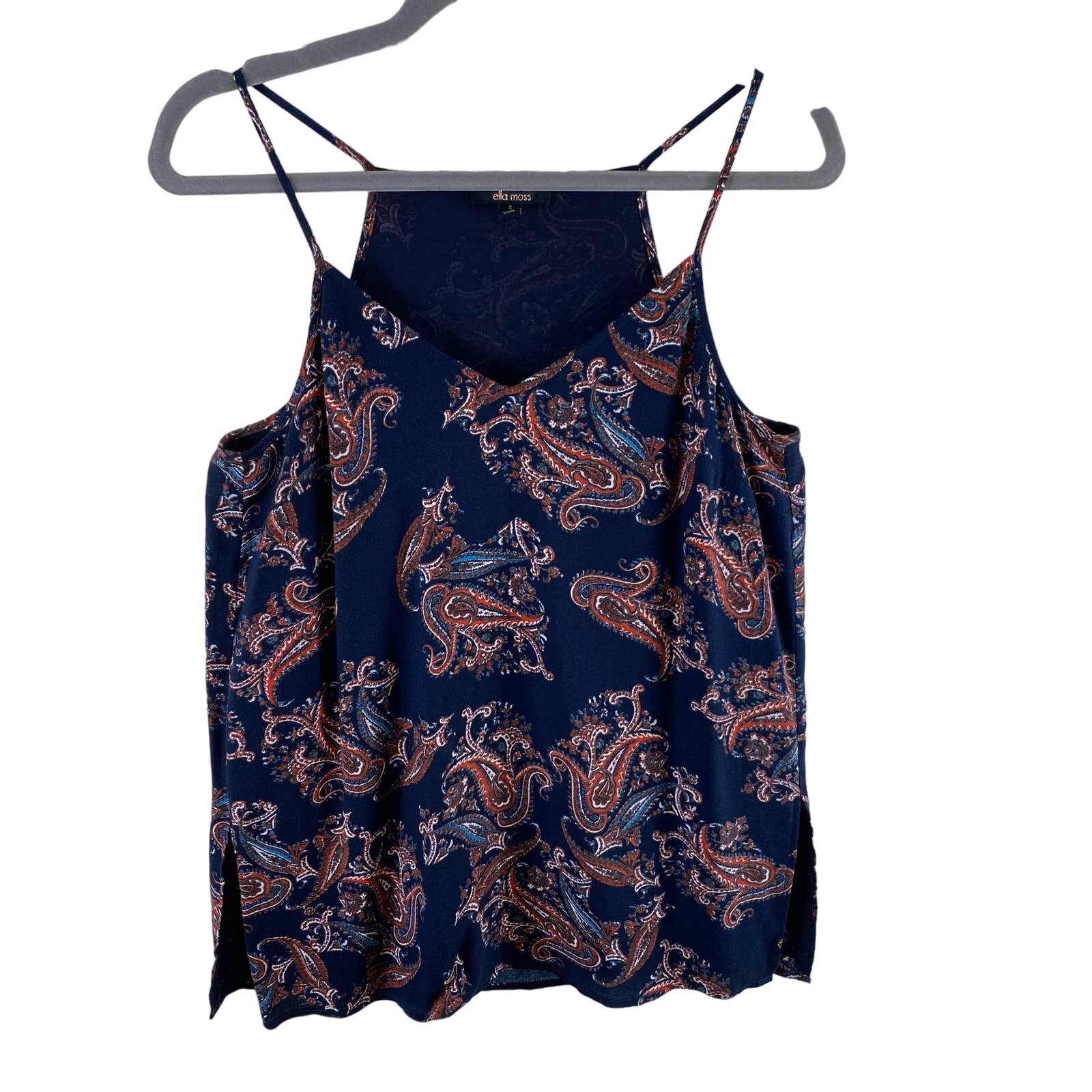 Ella Moss 100% Rayon Paisley Racerback Lined Lightweight Tank Top Blouse Size S