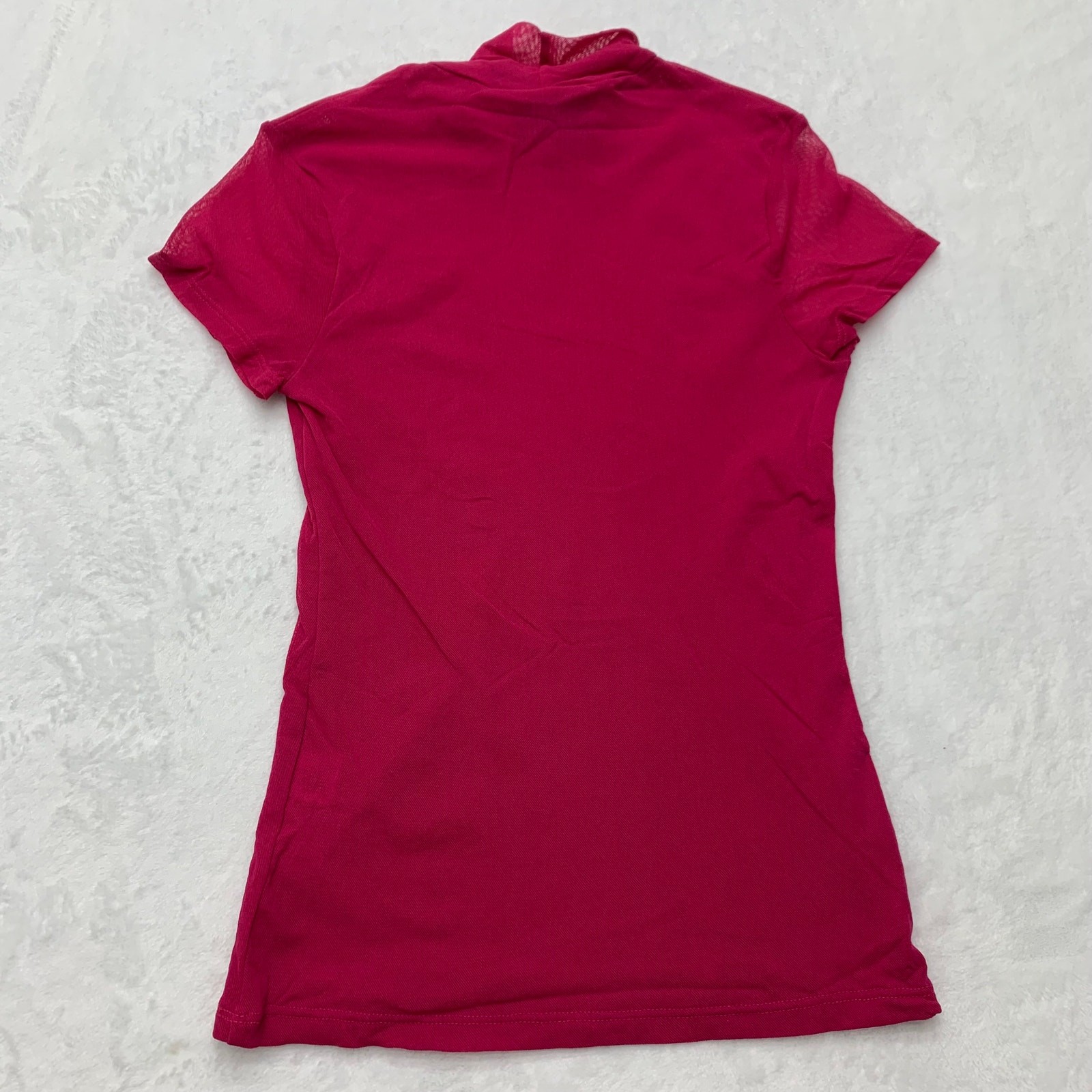 NEW NOS 7th Ave NYC & Co. Magenta Pink Sheer Whimsygoth Short Sleeve Blouse Top