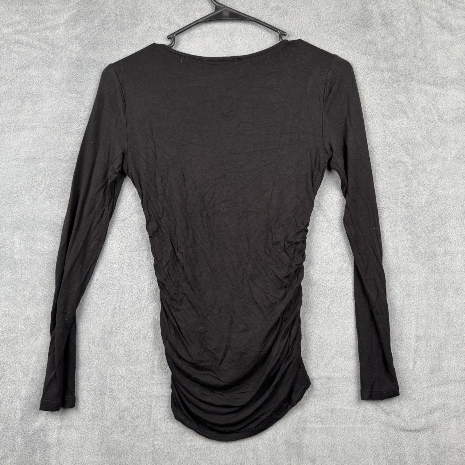 Lauren Ralph Lauren Petite Black Ruched Long Sleeve Knit Top Size PXS