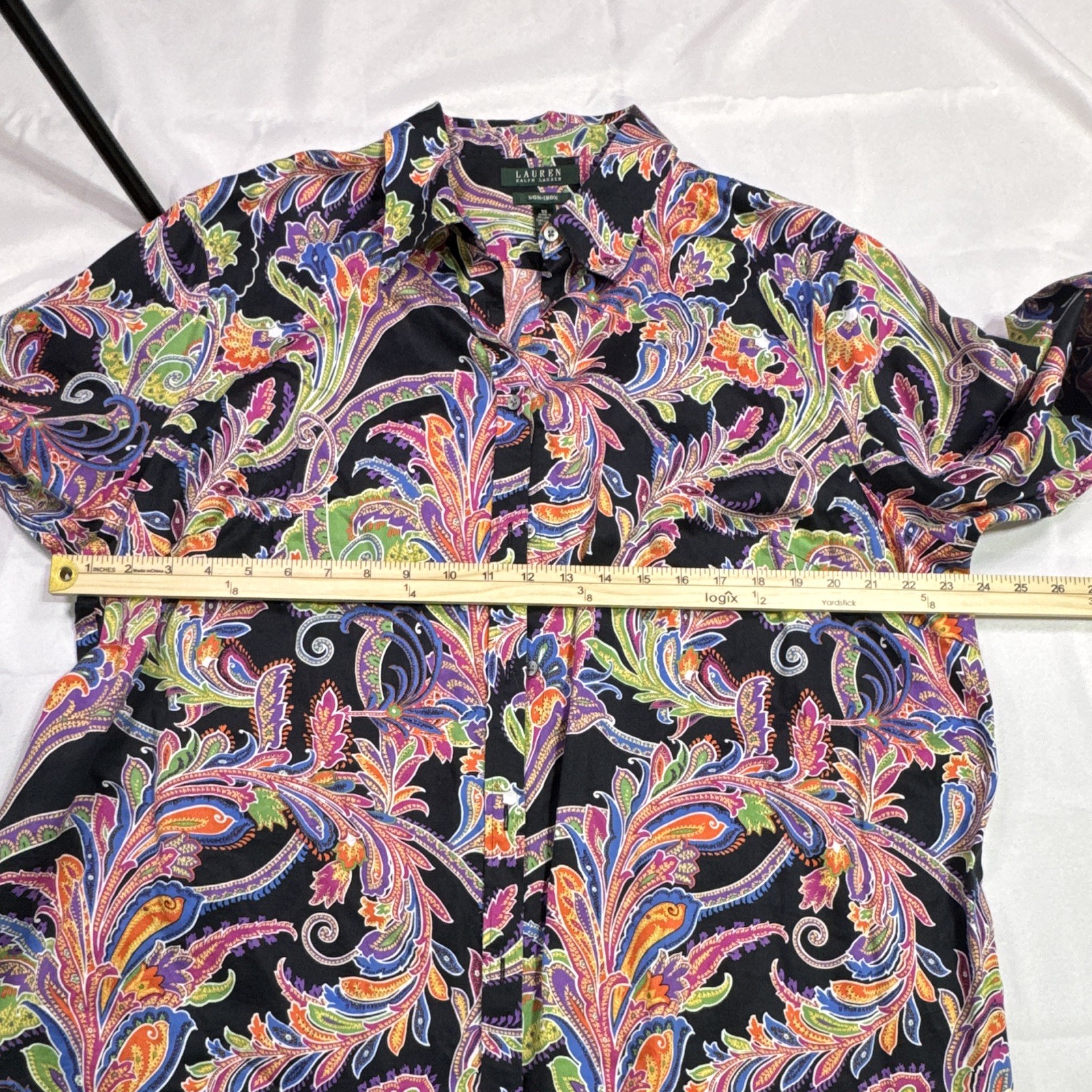 Lauren Ralph Lauren Women’s 3X Non-Iron Paisley Button Front Shirt 100% Cotton
