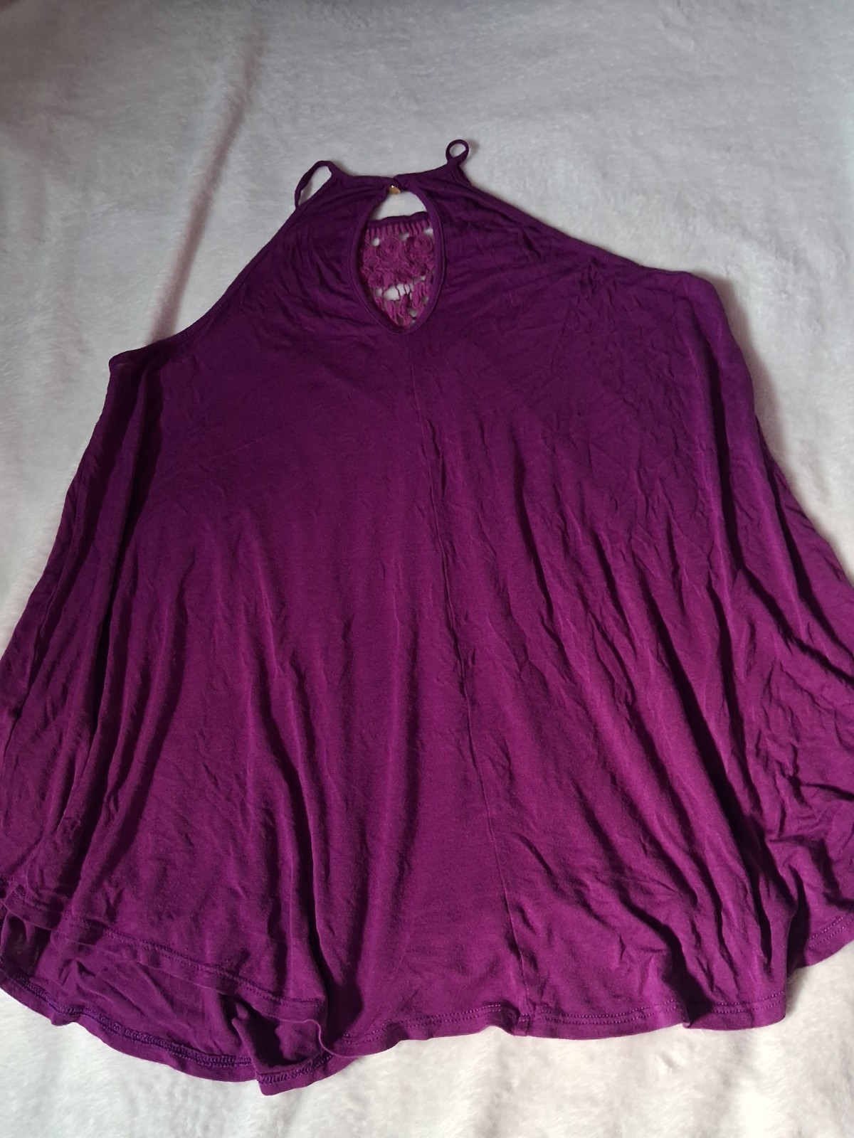 Womens Purple, Tunic, Crochet Accent, Sexy & Fancy Tank Top Size Small