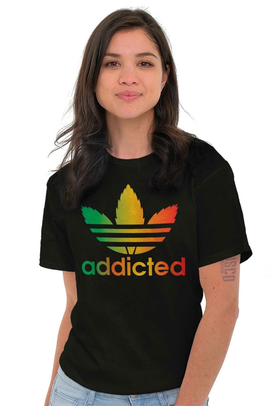 Funny Marijuana Stoner Addicted 420 Humor Womens or Mens Crewneck T Shirt Tee