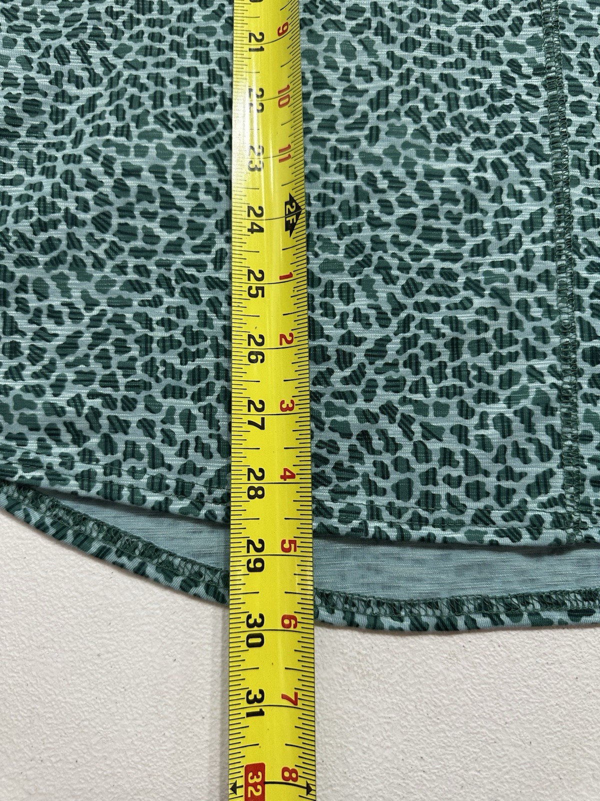 LL Bean Streamside Tee Womens 3X Green Split Neck Geo Print Outdoor Gorpcore