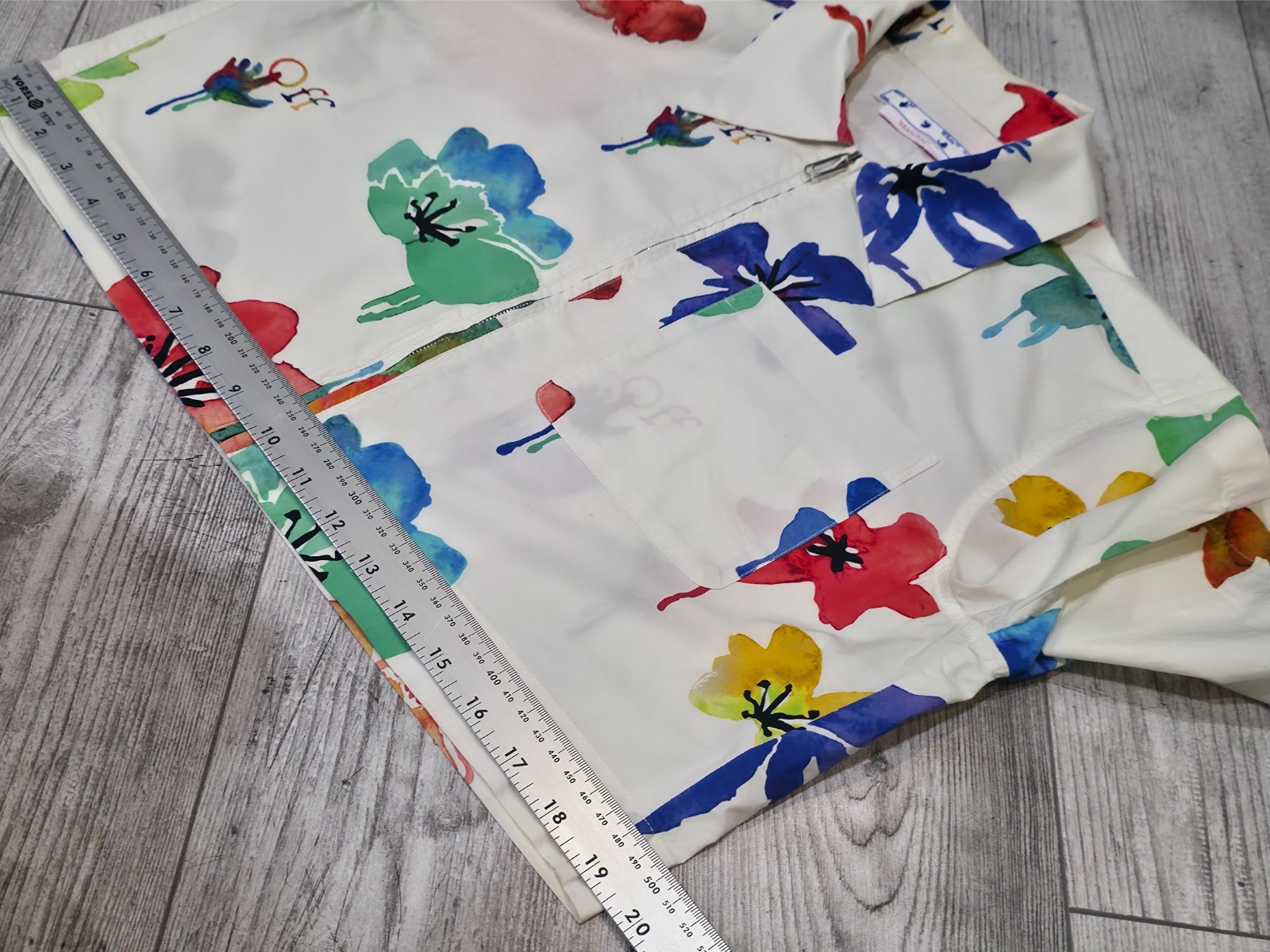Off-White Watercolor Floral Printed Cropped Zip Top Shirt Size 40 Authentic
