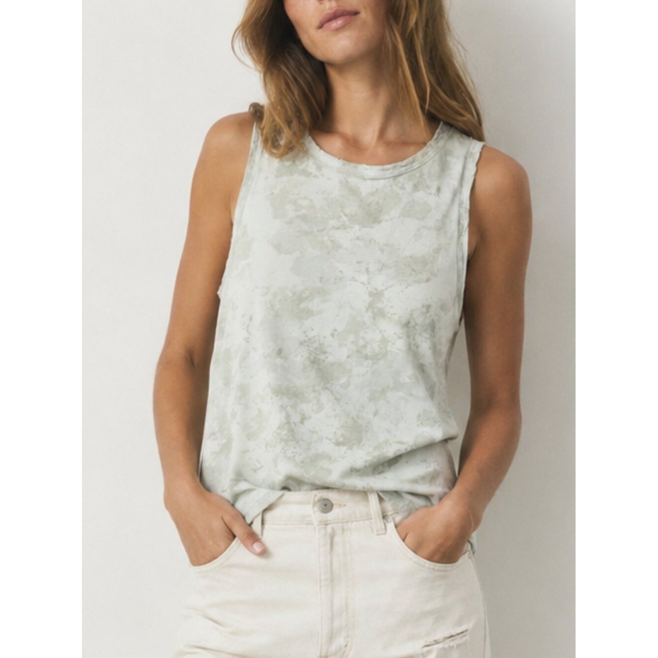 Current/Elliott The Muscle Distressed Cotton-Jersey Top Green Size 1 (US 4)