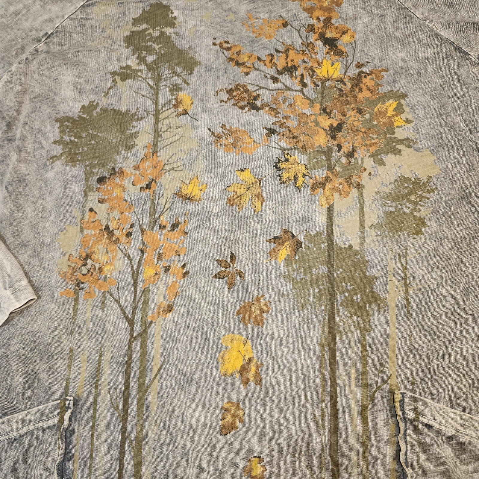 Jess & Jane Top Womens Large Grey Mineral Wash Fall Cotton Floral Tunic Boho
