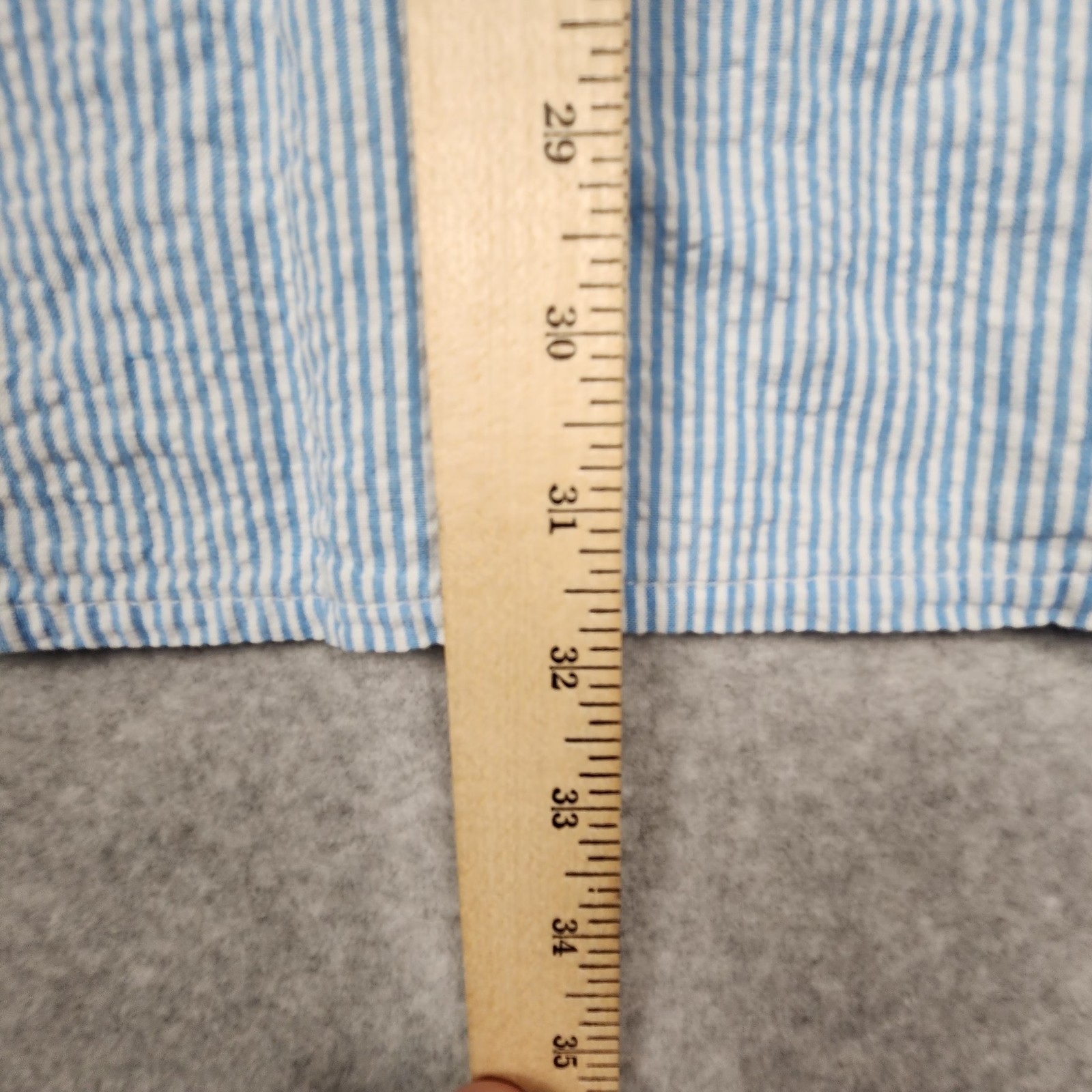 Long Tall Sally Shirt Womens 10 Blue White Stripe Button Up Seersucker