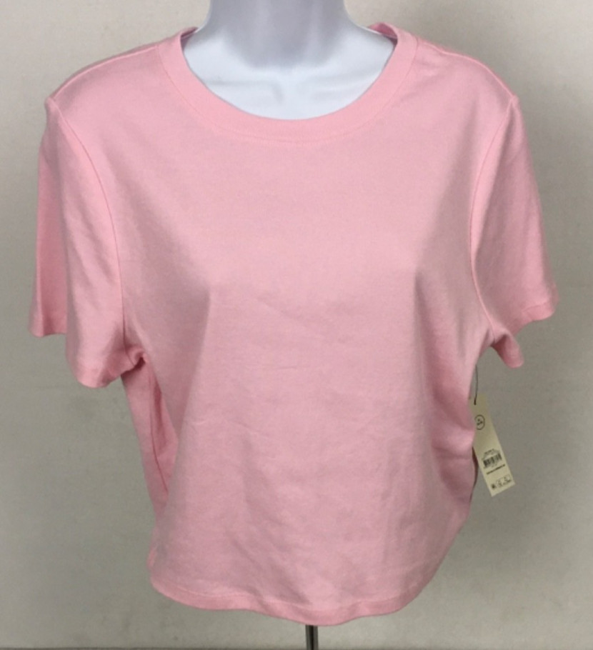 No Boundaries Top Women Size XL 16 to 18 Pink Crop Crew Tee Short Sleeves New