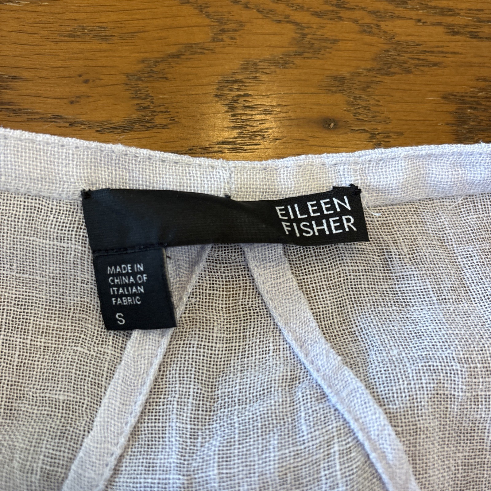 Eileen Fisher Italian 100% Linen Button Short Sleeve Blouse Top Sz S Periwinkle