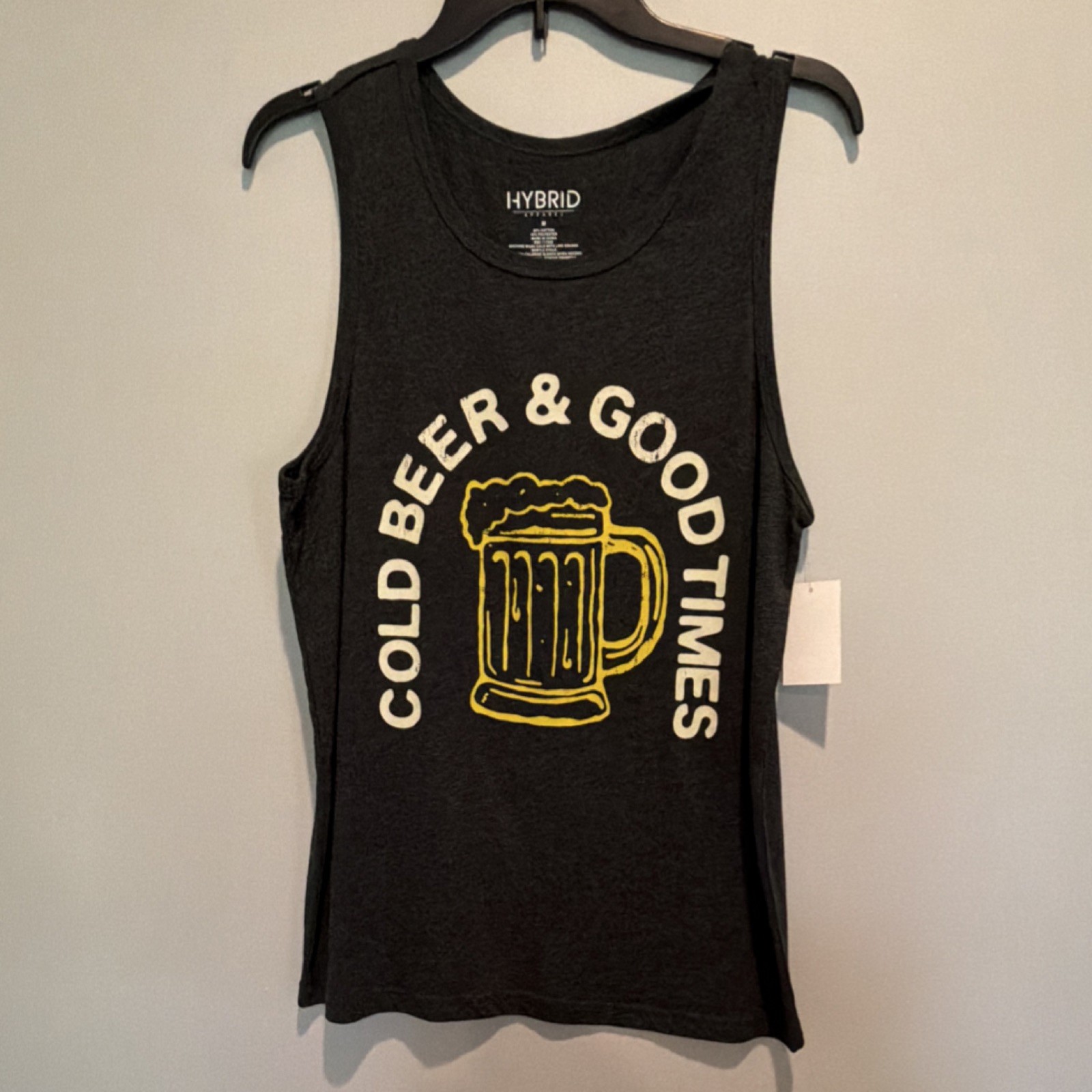 Hybrid Apparel Black Graphic Print Tank Top Cold Beer & Good Times Women’s M