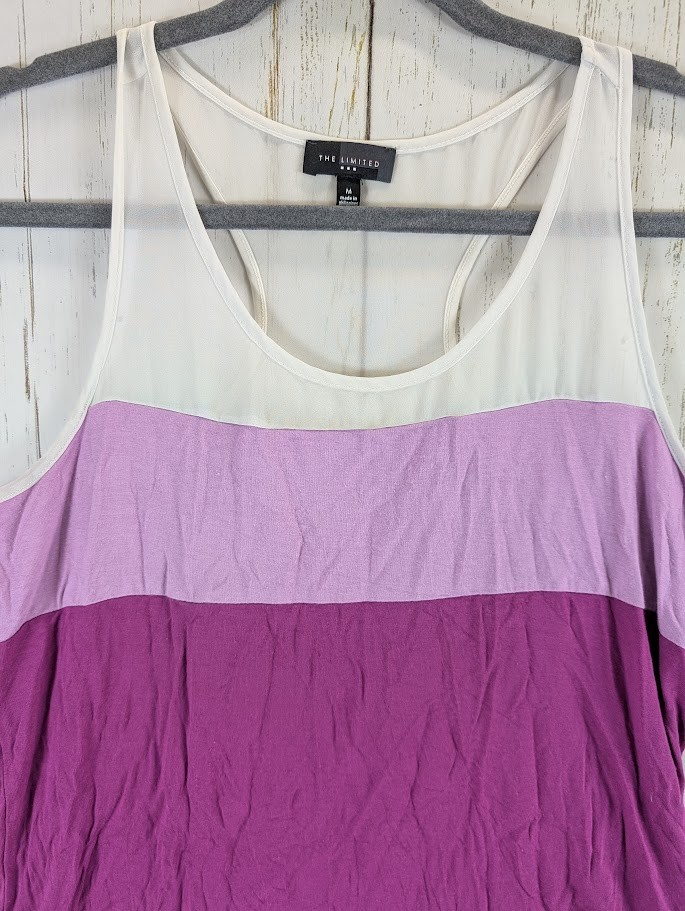 The Limited Size Medium Pink Blue Stripe Sleeveless Womens Casual Tank Top