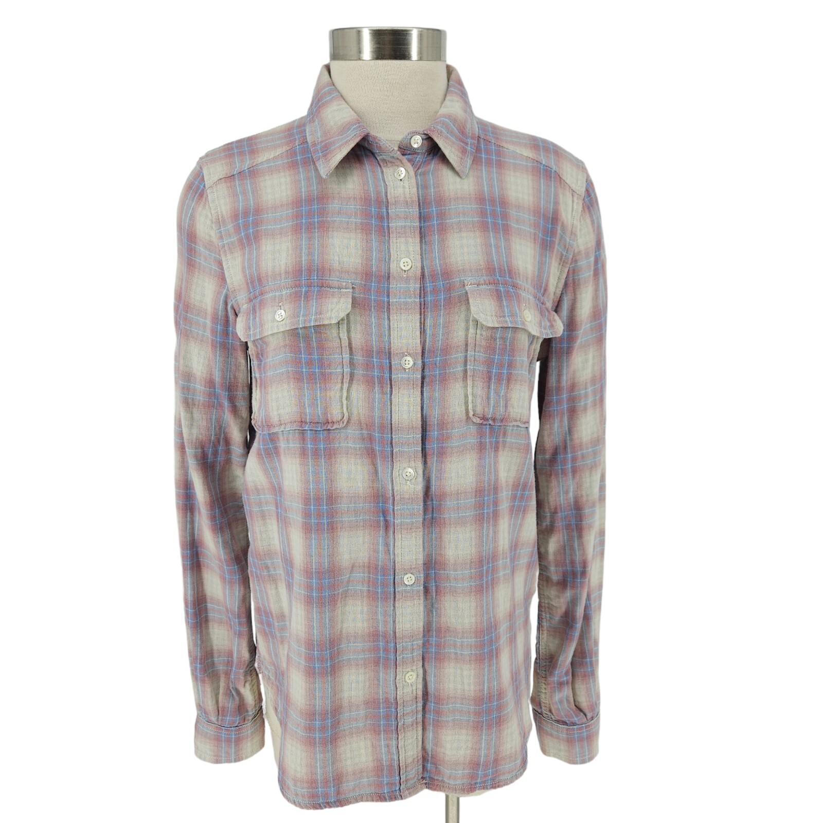 Paige Shirt Plaid Long Sleeve Button Up Collared Lined Top Womens Medium