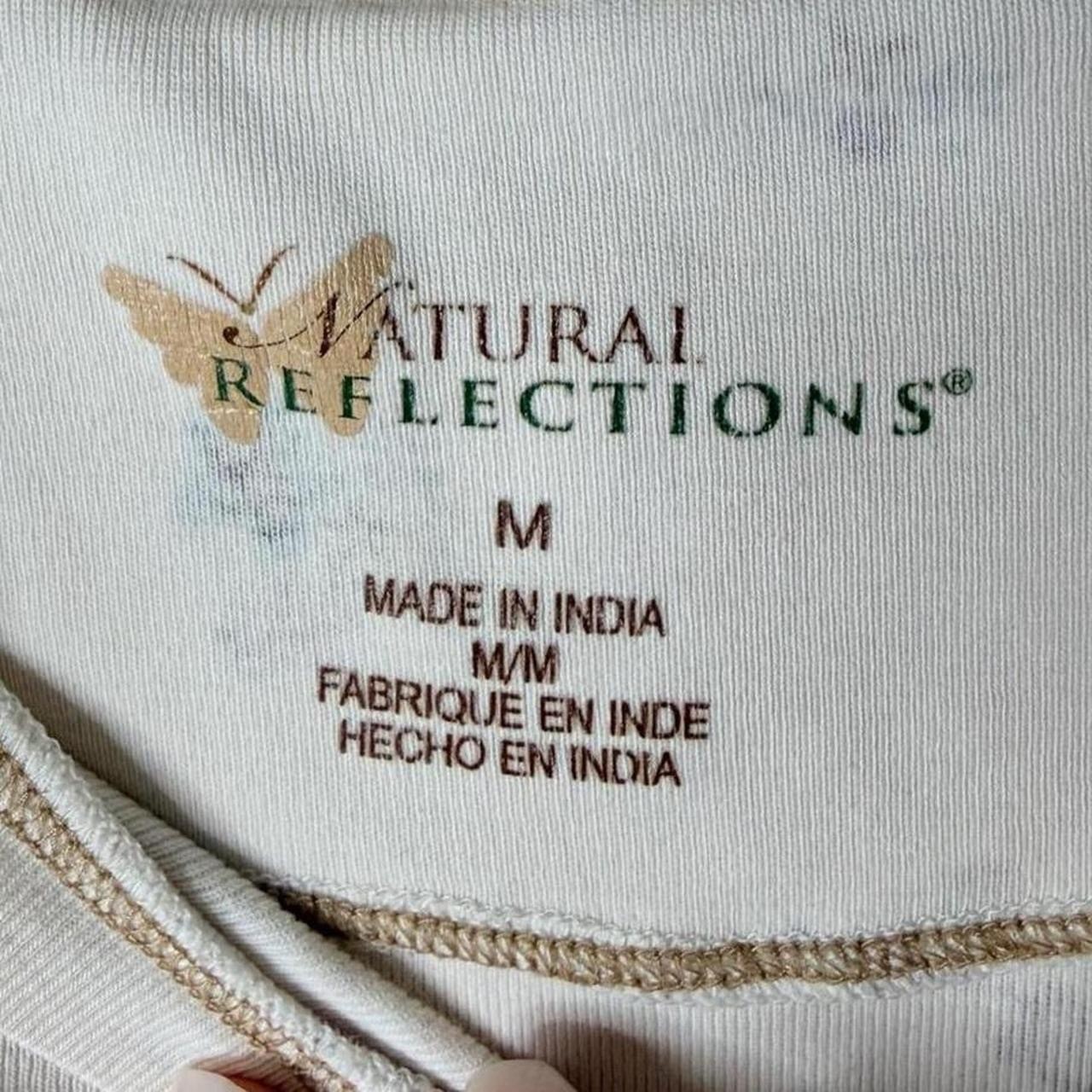 Natural Reflections Cream Floral Henley Long Sleeve Shirt Size M Cottagecore