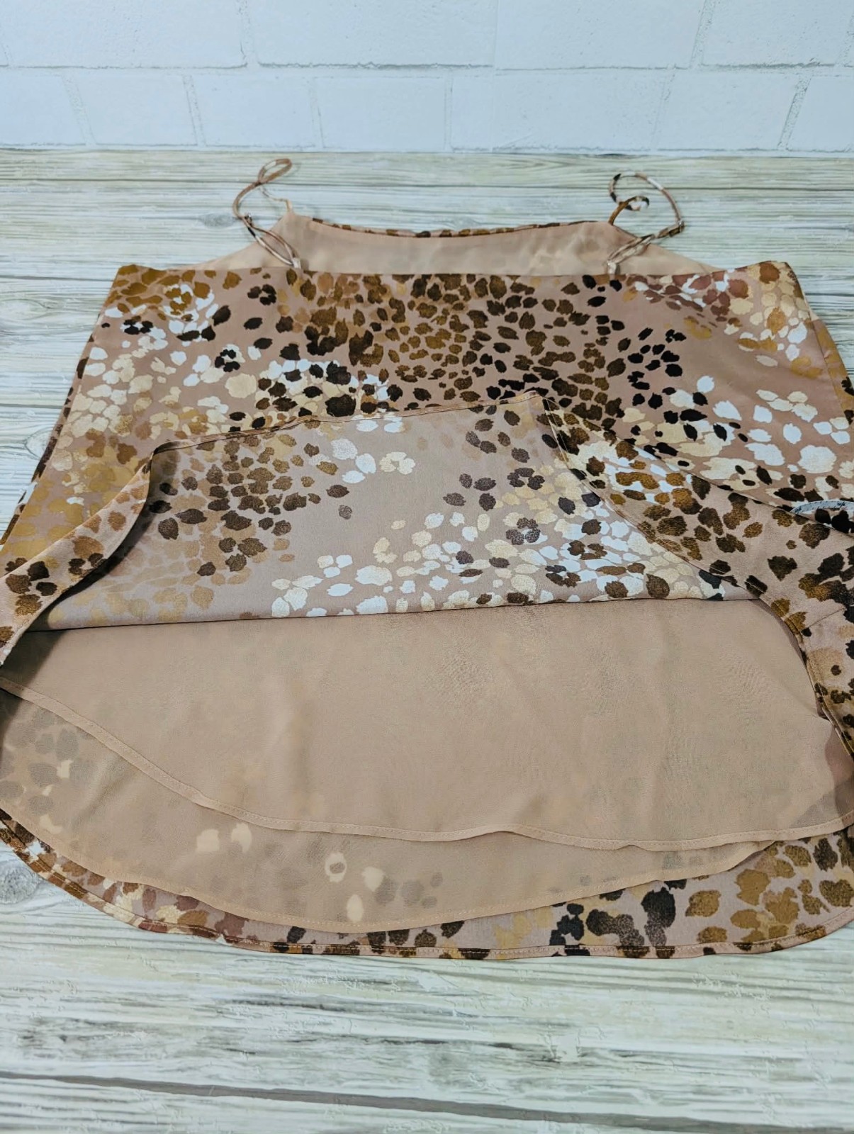 Ann Taylor Women’s Animal Print Satin Cami Tank Top Adjustable Spaghetti Straps