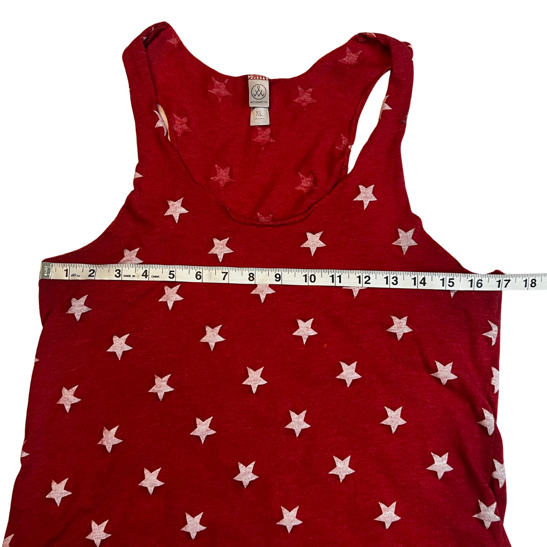 Alternative Tank Womens XL Red White Stars Racer Back Athleisure Lounge Shirt