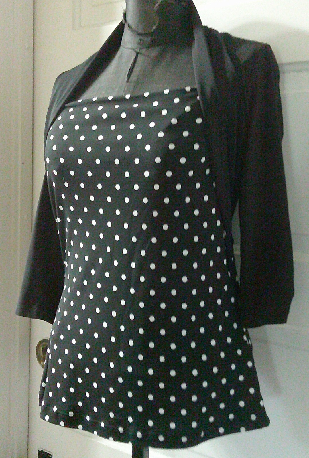 STUDIO Y Junior’s All in One Black Dot Shirt Top Blouse M