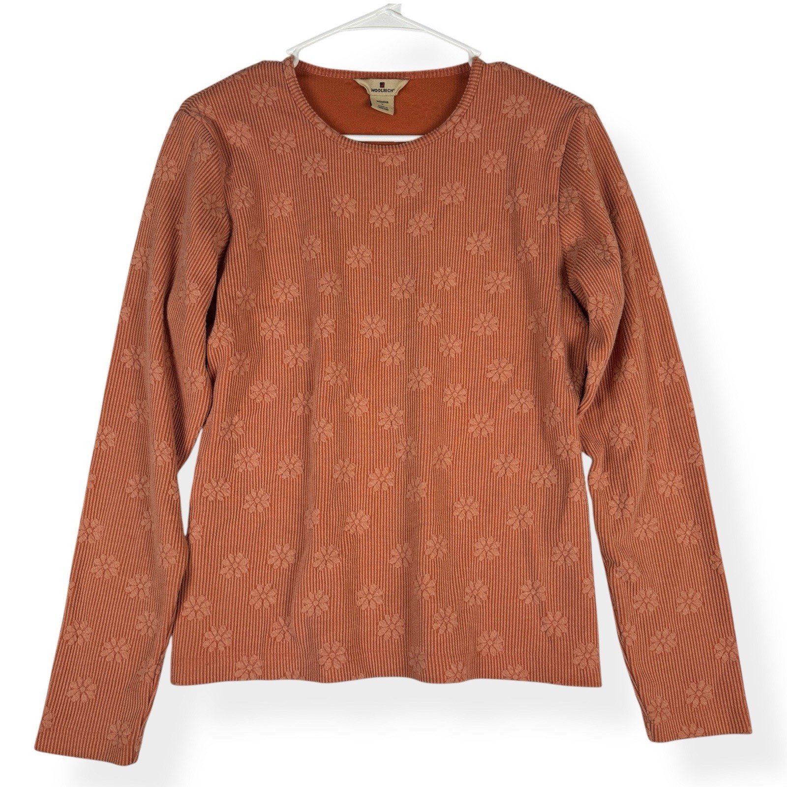 Woolrich Top Womens L Large Amberglow Floral Long Sleeve Stretch Poly Cotton