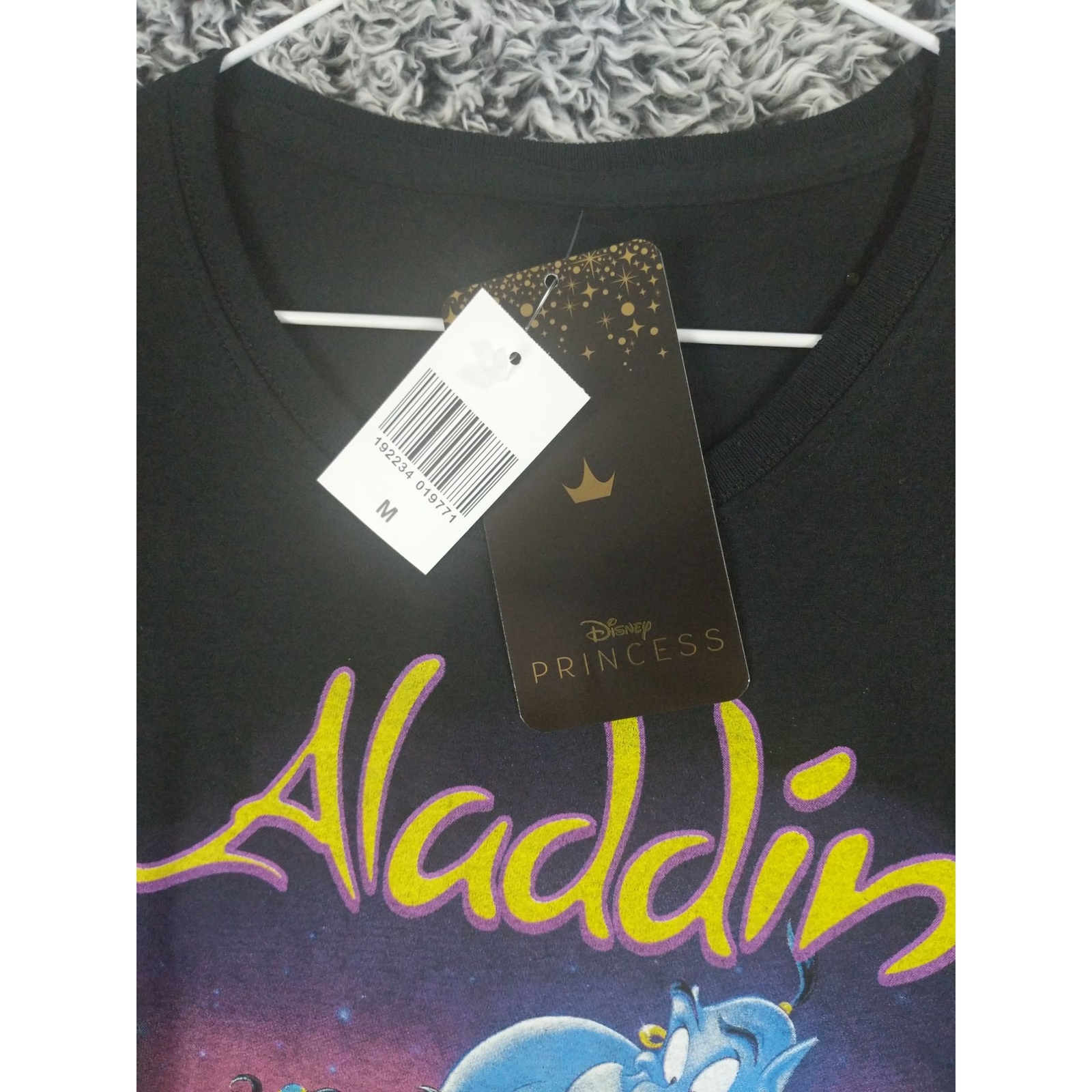 DISNEY ALADDIN Graphic Shirt Womens SZ M Black Short Sleeve 100% Cotton Jasmine