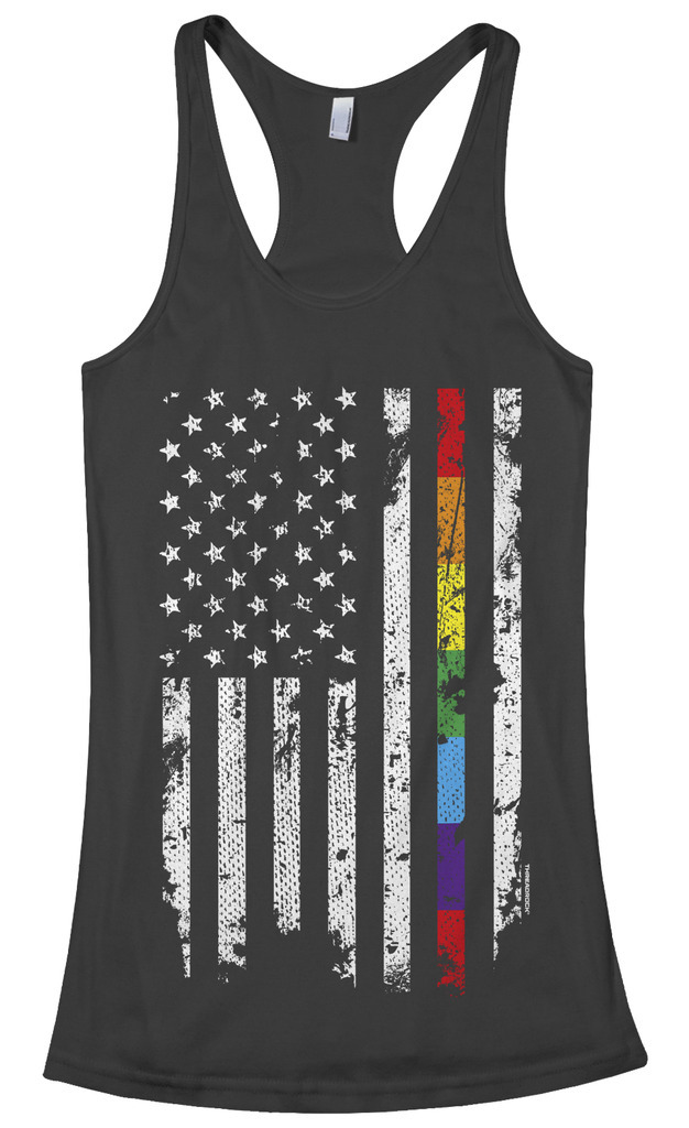 Threadrock Women’s Gay Pride Rainbow American Flag Racerback Tank Top