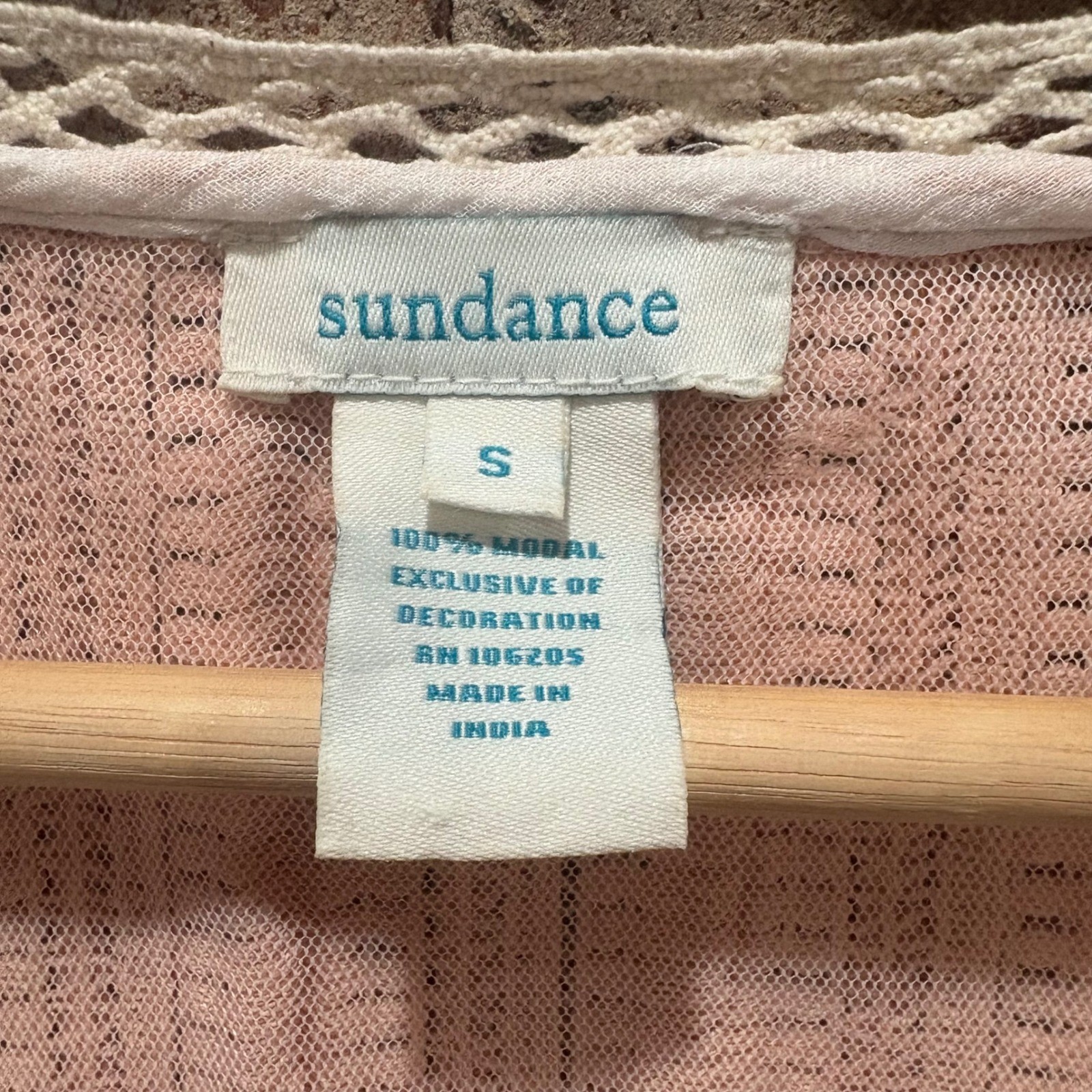 Sundance Constance Crochet Trim Pintuck Blouse Womens Small White Red Boho Top